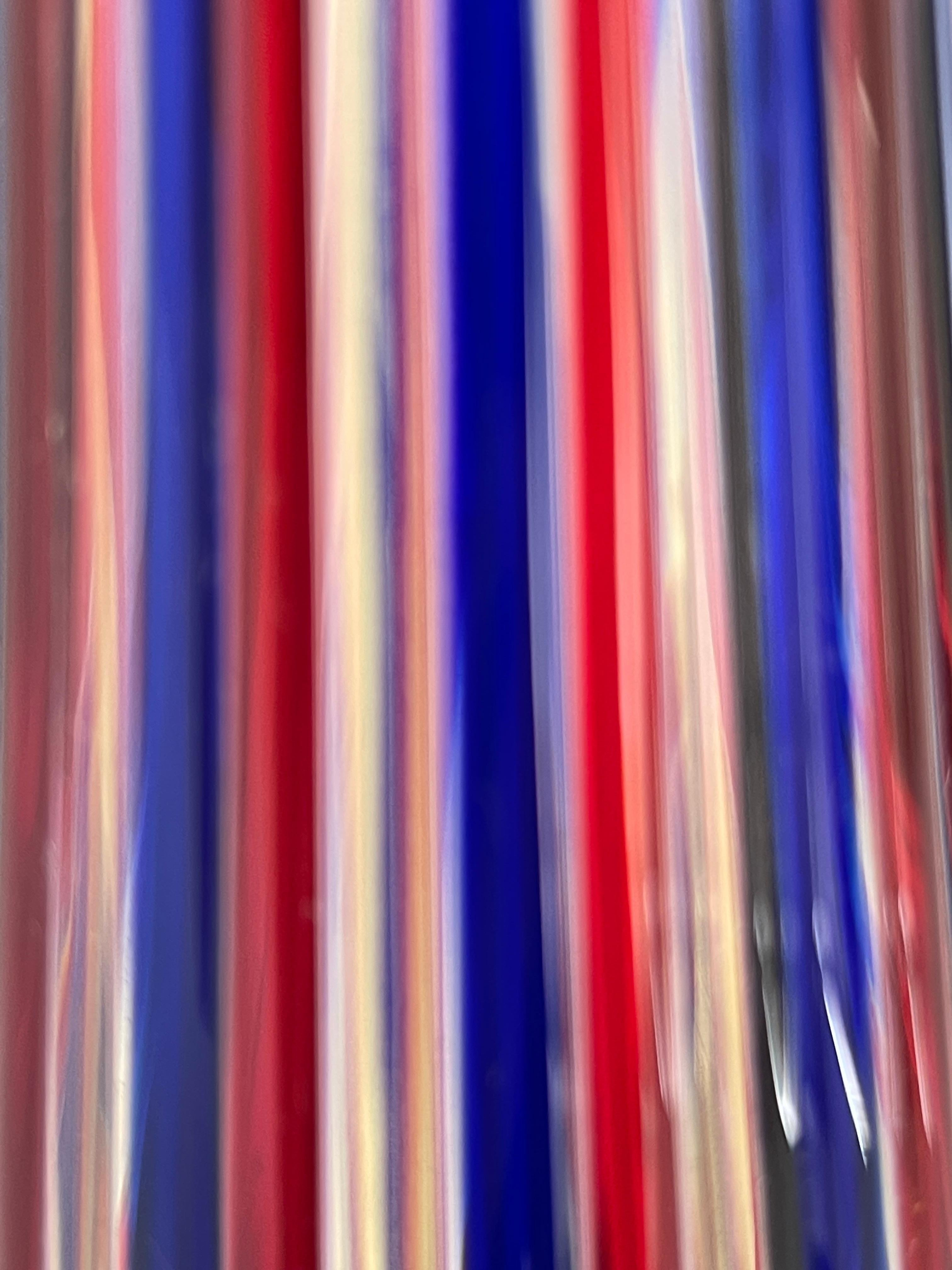 Venini Red, Blue and Clear Stripe 