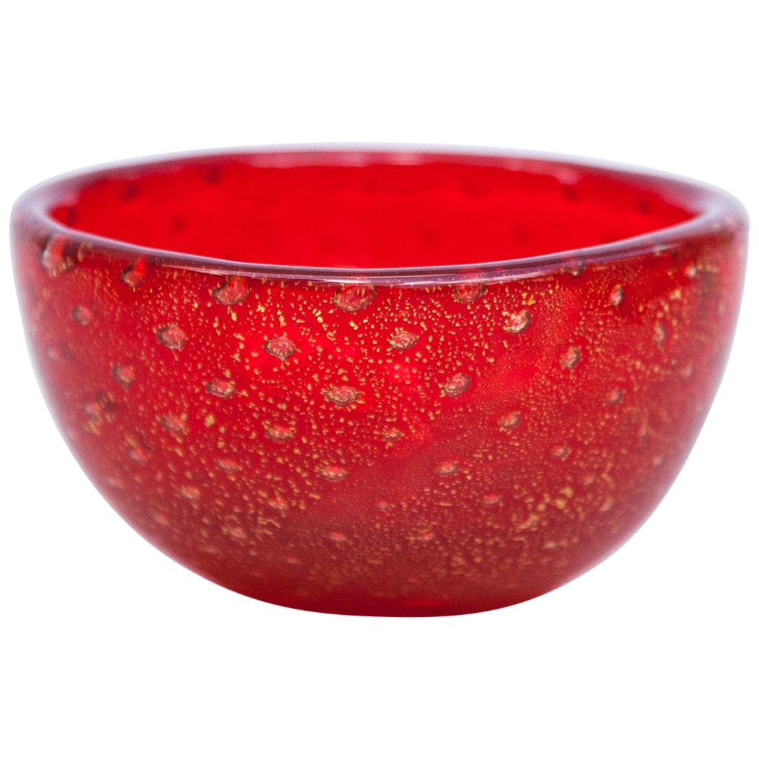 Venini Red Murano Glass Bowl by Carlo Scarpa, 1960