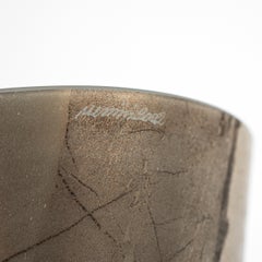 Venini “Regina” Aquamarine Murano Glass Vase with Applied Metal Foil Signed 2002