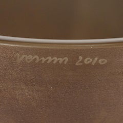 Venini Regina Gray Murano Glass Vase with Applied Metal Foil, Signed 2010, Italy
