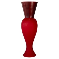 Venini Regina Red Murano Glass Vase with Applied Metal Foil, Signed 2013, Italy