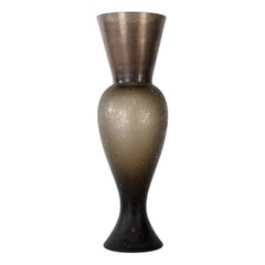 Vase en verre de Murano « Regina Smoky Pulegoso » de Venini, avec feuille de métal appliquée, 2011