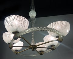 "Reticello" Chandelier attributed to Seguso. Murano, 1940