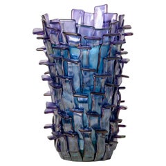 Venini Ritagli 552.00 Lilac/Mint Murano Glass Vase Fulvio Bianconi - Damiani