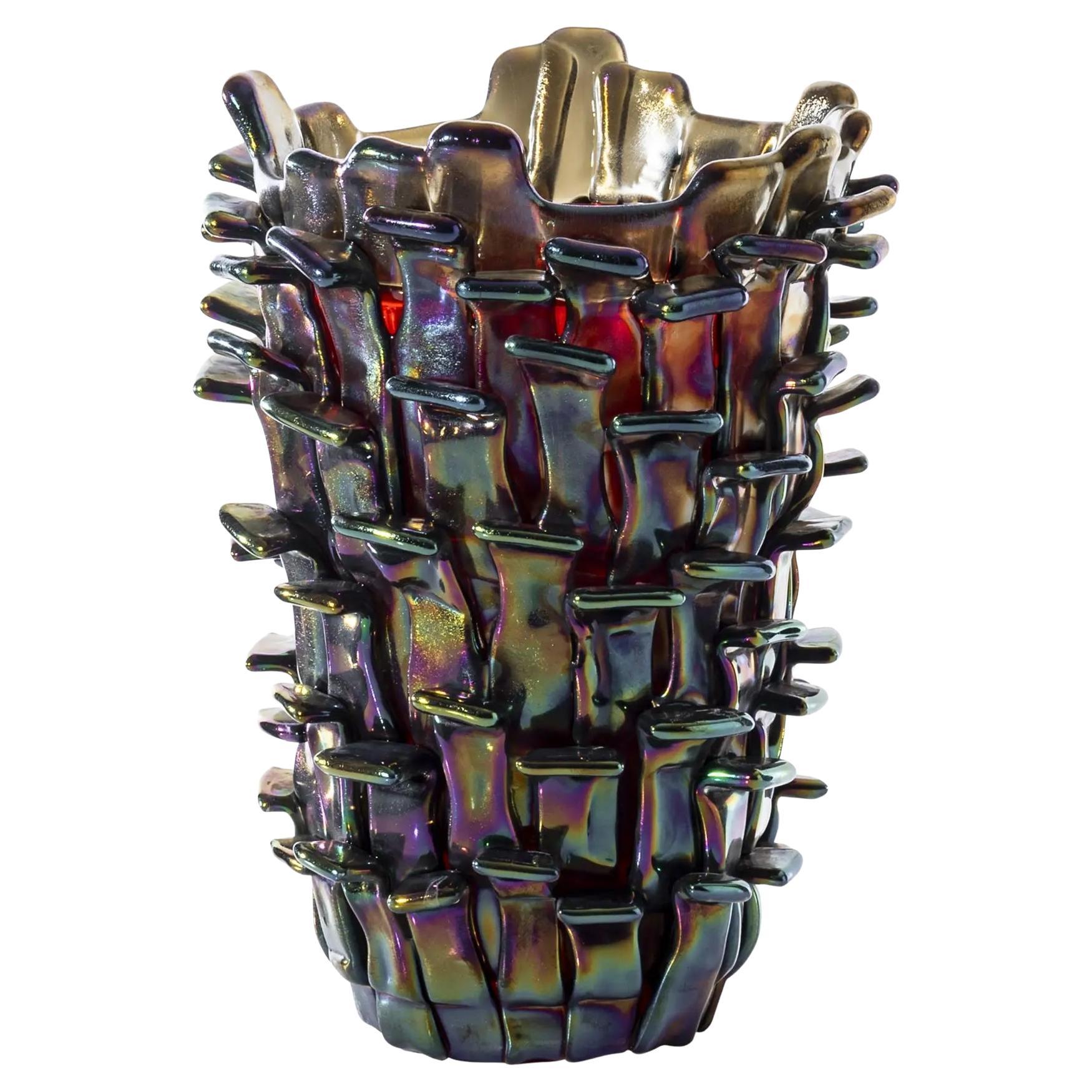 Venini Ritagli 552.00 Sand/Red Murano Glass Vase Fulvio Bianconi - Damiani