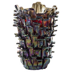 Venini Ritagli 552.00 Sand/Red Murano Glass Vase Fulvio Bianconi - Damiani
