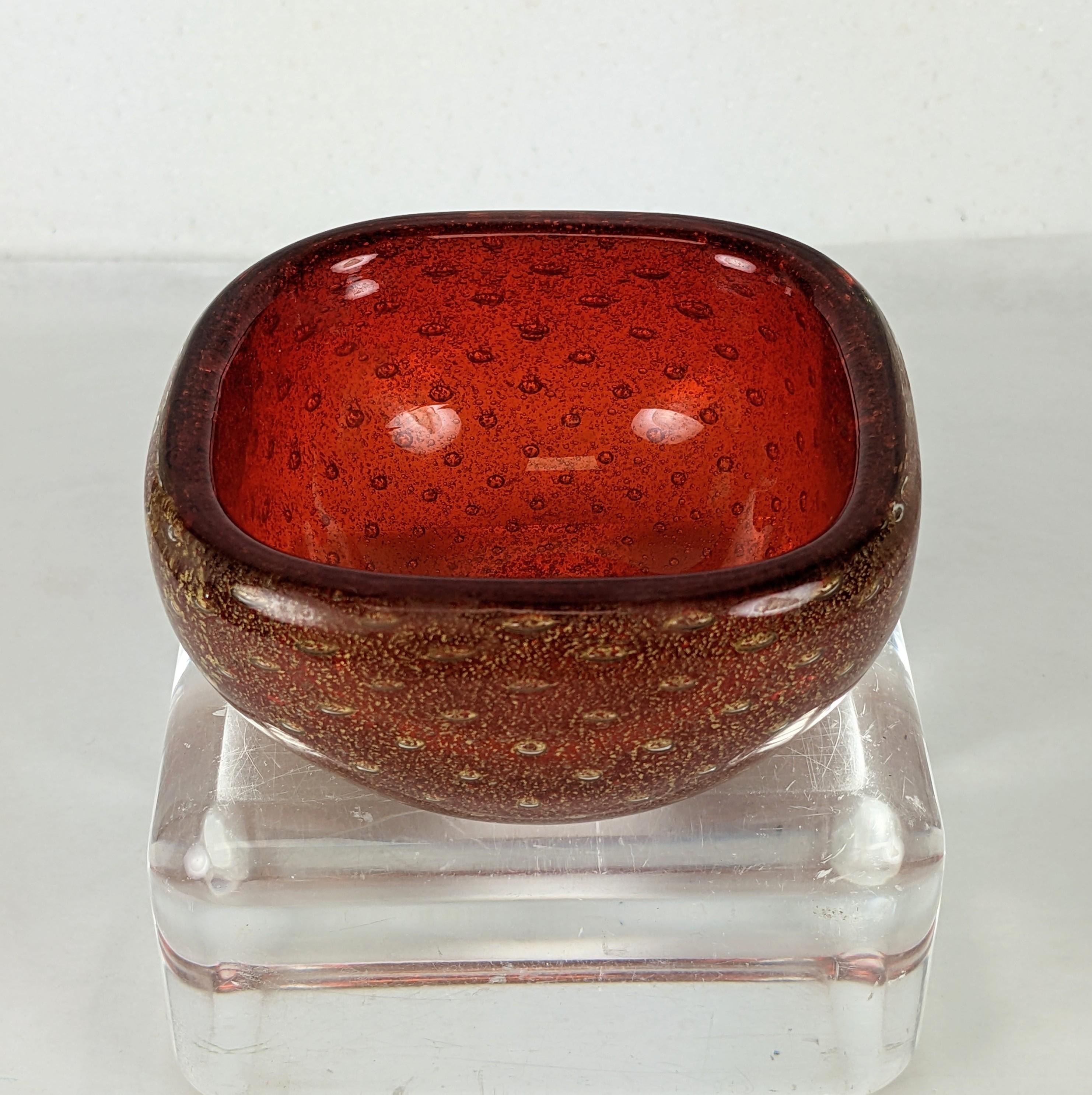 Mid-Century Modern Venini Ruby Bullicante Bowl by Carlo Scarpa For Sale