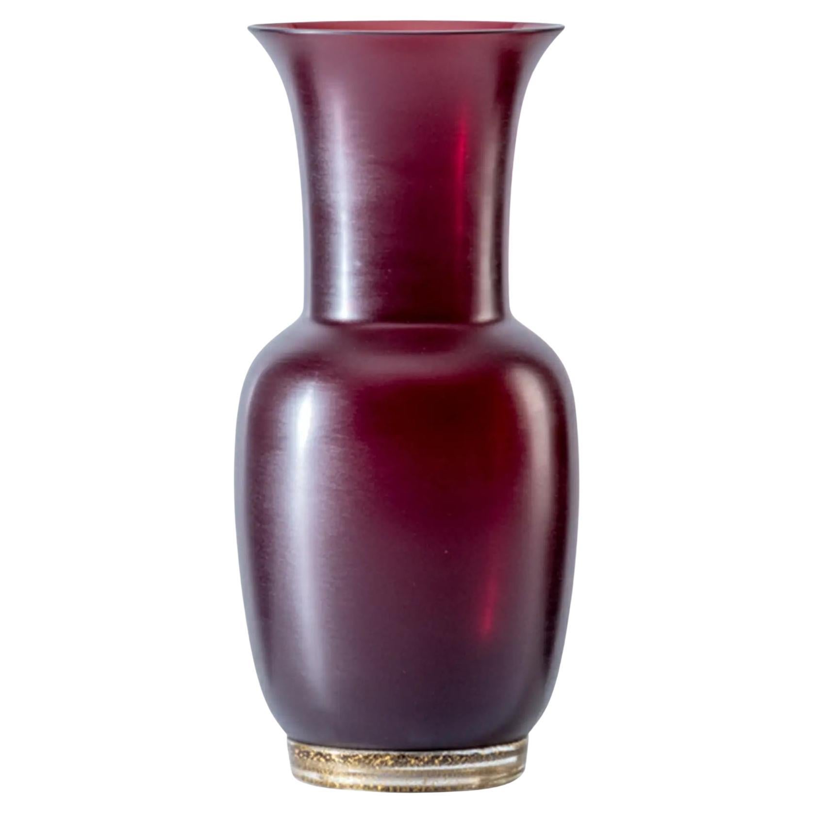 Venini Satin 706.24 Large Venice Red/Gold Leaf/Crystal - Glass Vase - Damiani For Sale