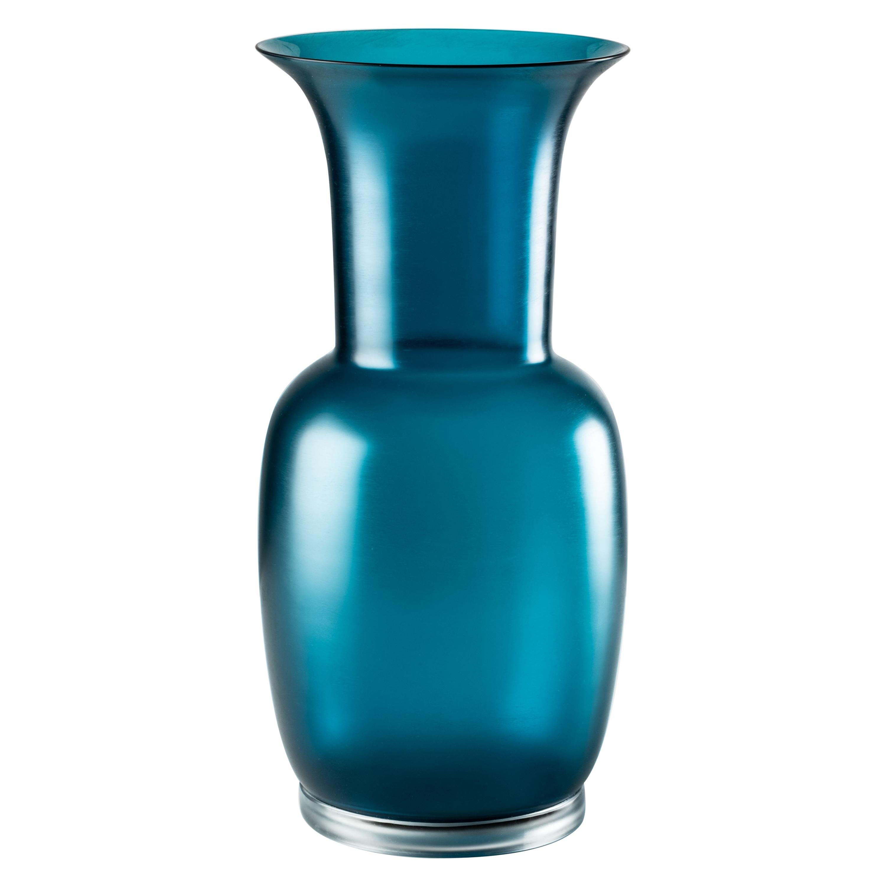 Venini: Große Vase aus satiniertem Muranoglas in Horizon-Kristall