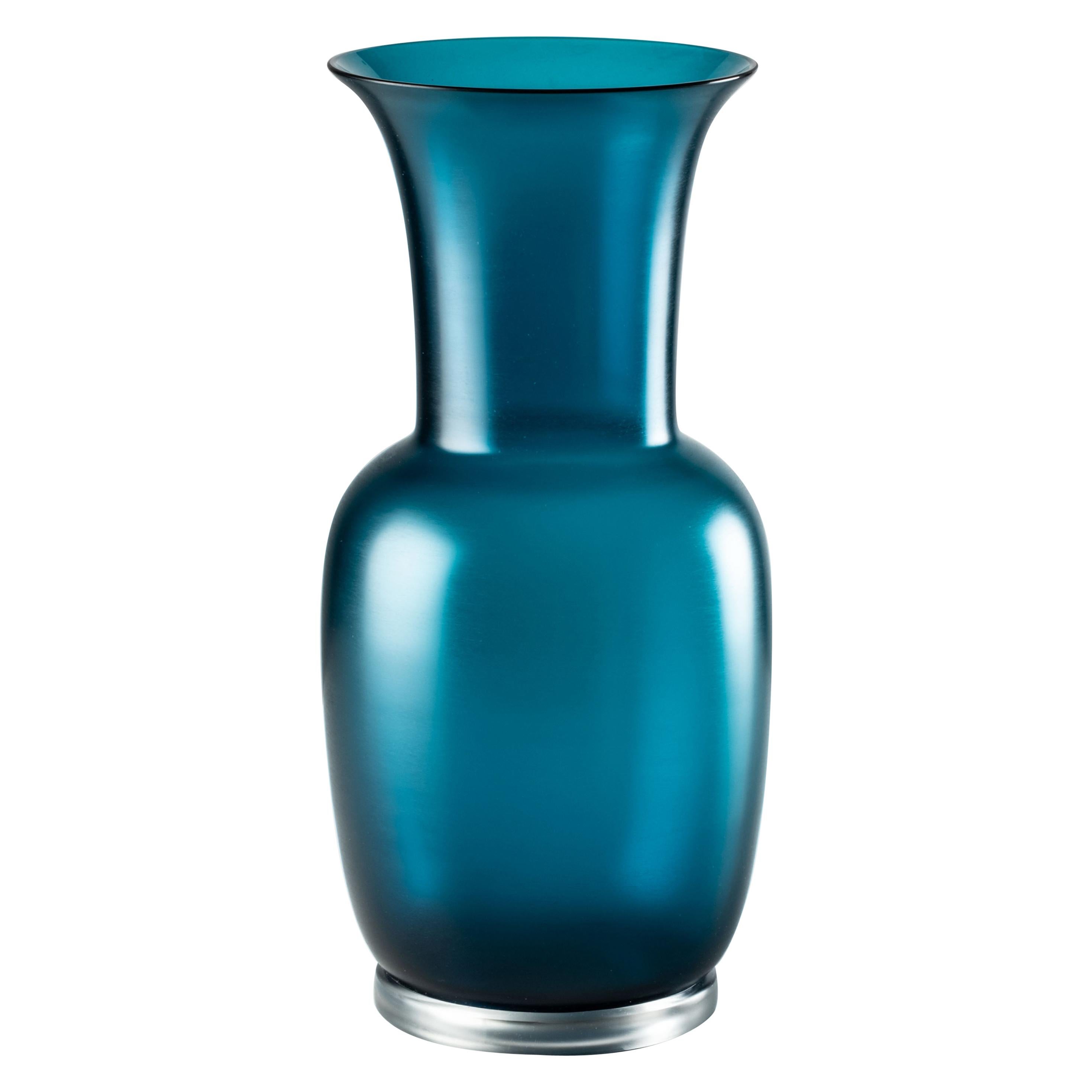Vase moyen en verre de Murano satiné Venini en cristal Horizon