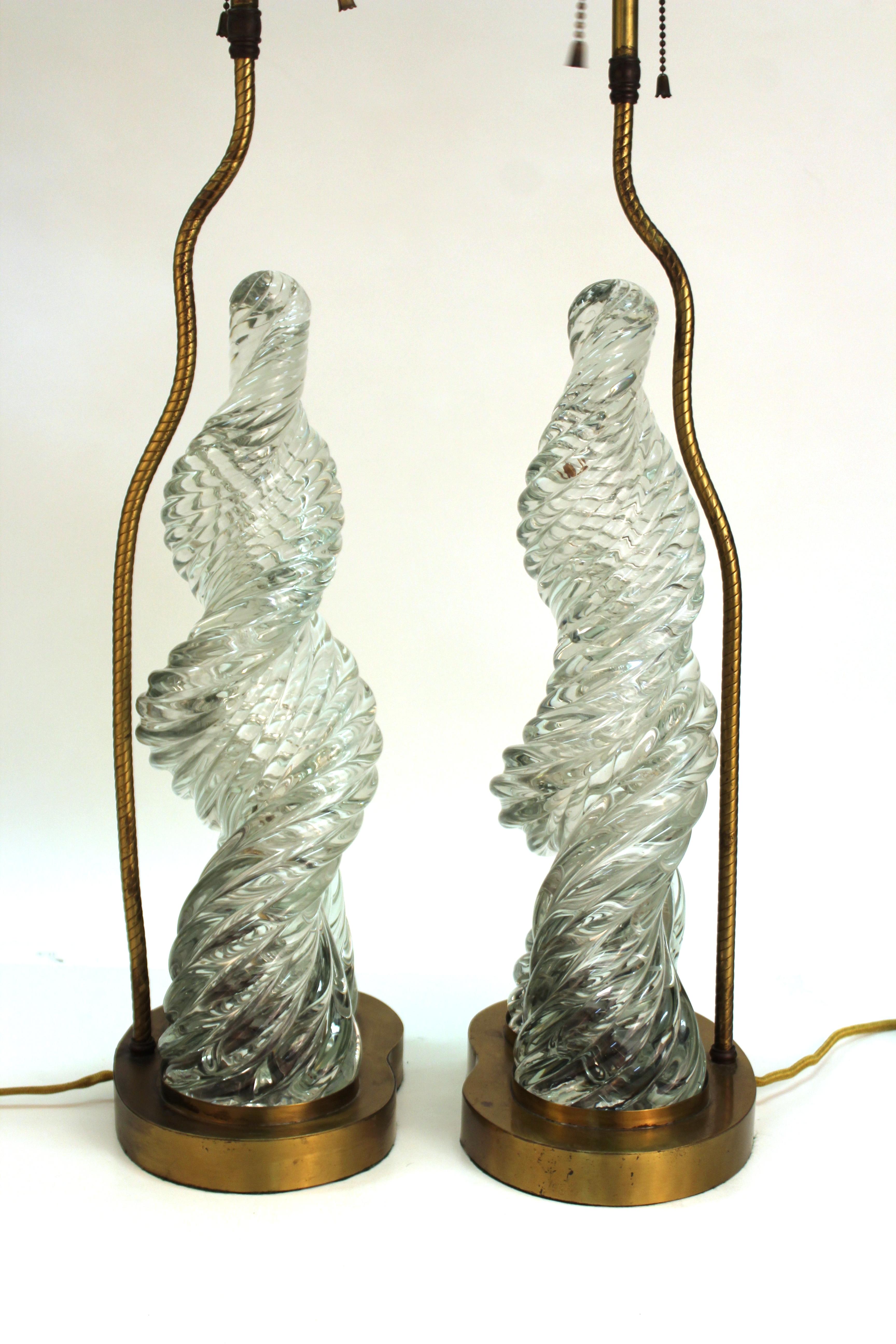 Mid-Century Modern Venini & Scarpa Italian Murano Glass 'Diamante' Table Lamps