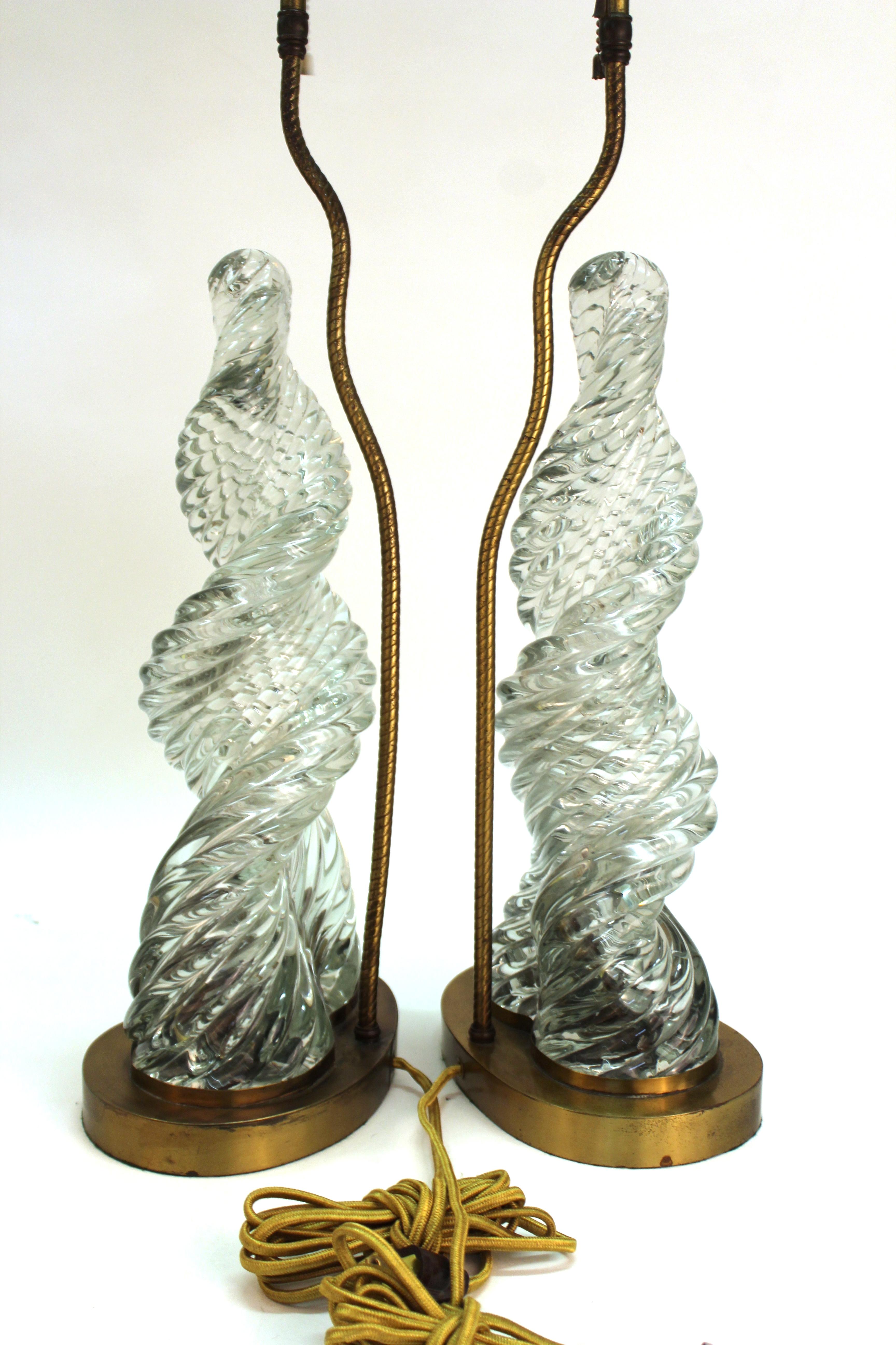 20th Century Venini & Scarpa Italian Murano Glass 'Diamante' Table Lamps