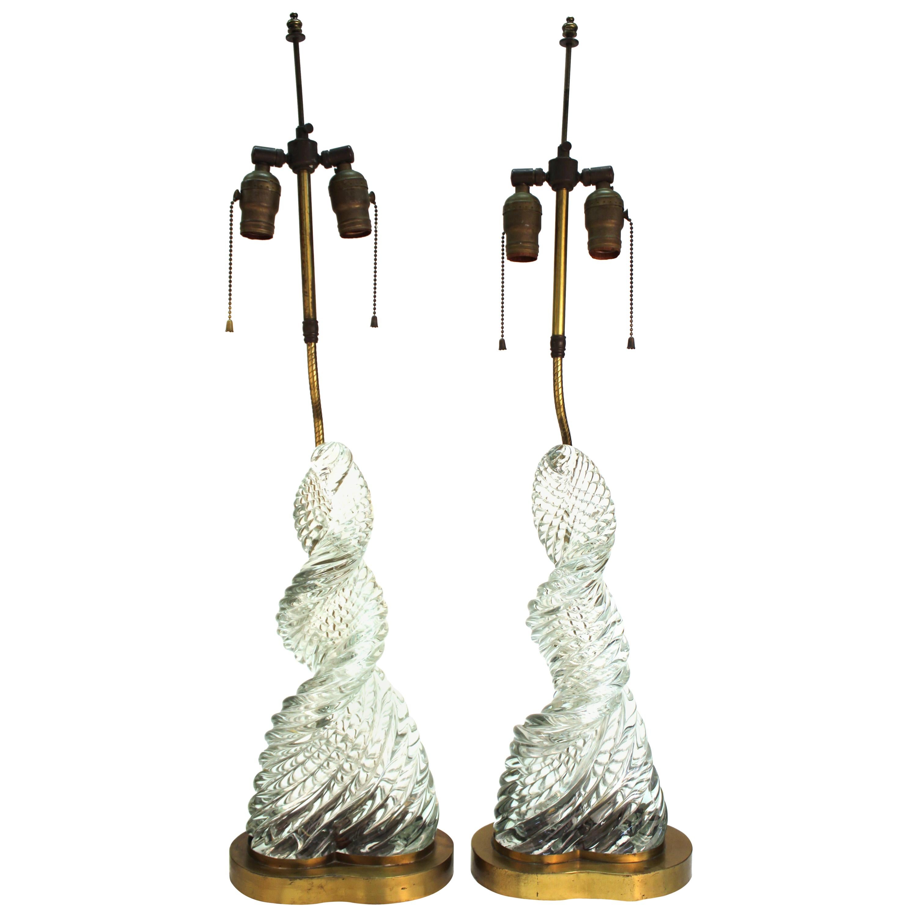 Venini & Scarpa Italian Murano Glass 'Diamante' Table Lamps