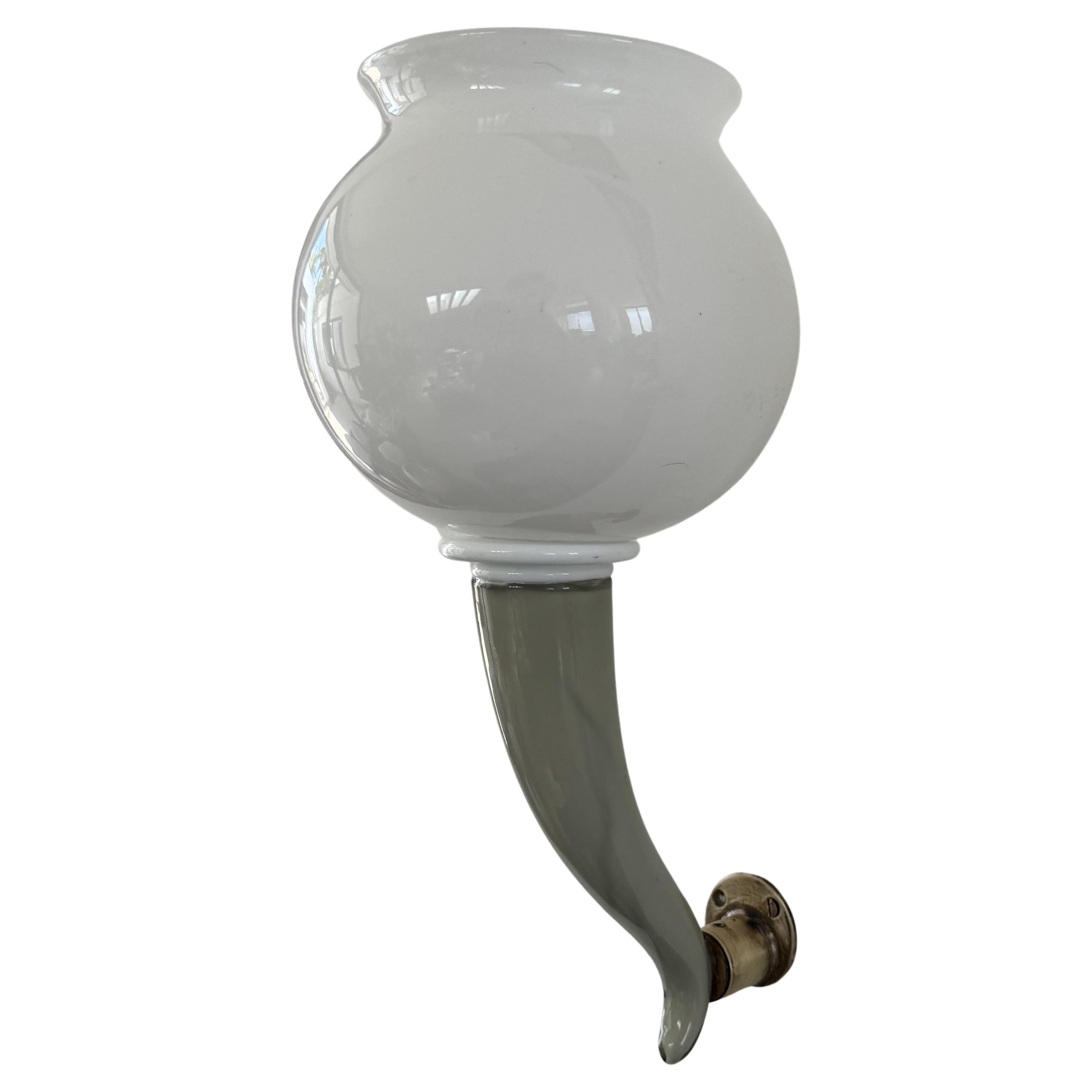 Venini Sconce in  "Lattimo" Murano Glass, 1940s designed by Gio Ponti For Sale