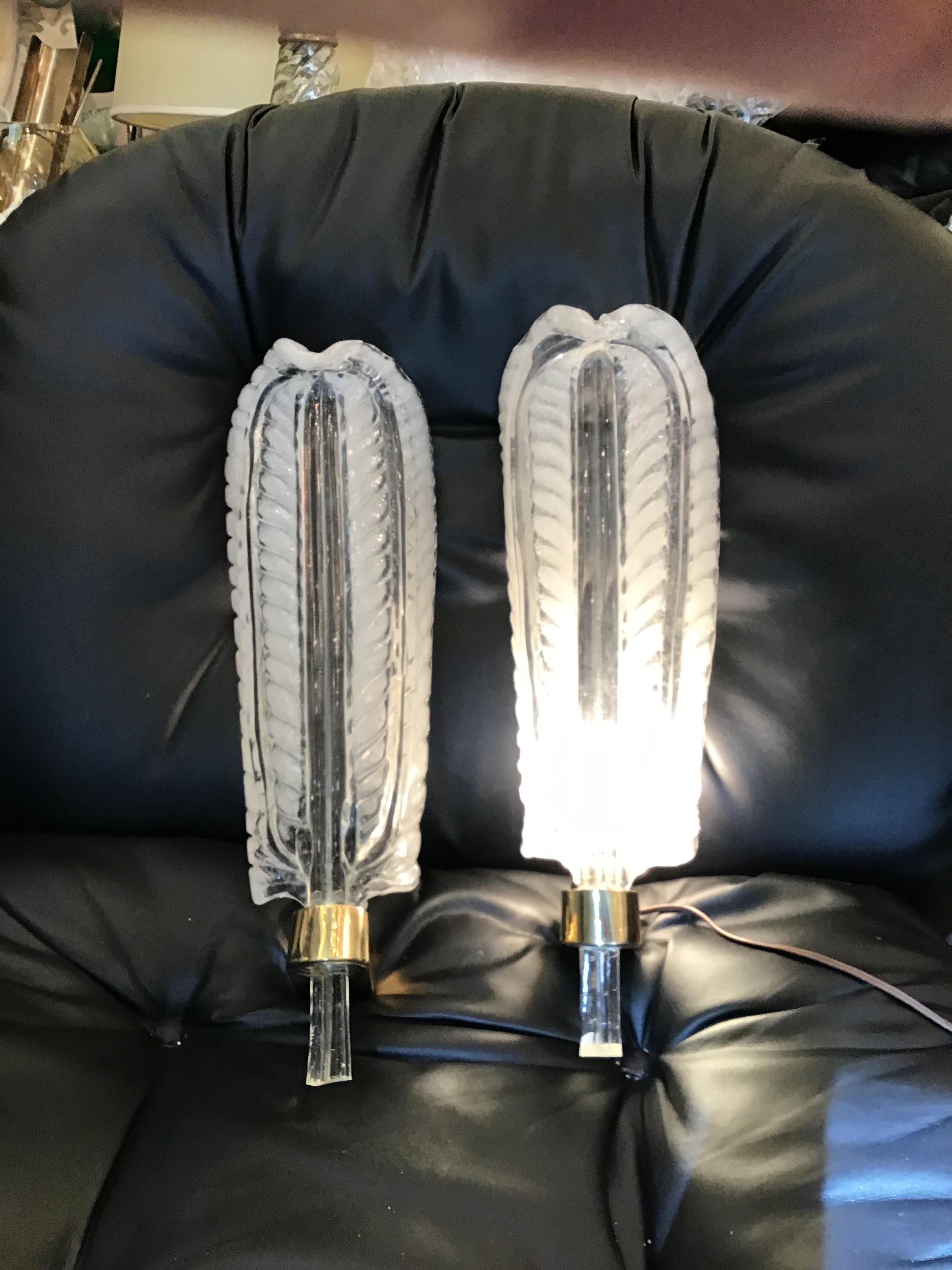 VENINI Sconces Murano Glass Brass 1930 Italy For Sale 13