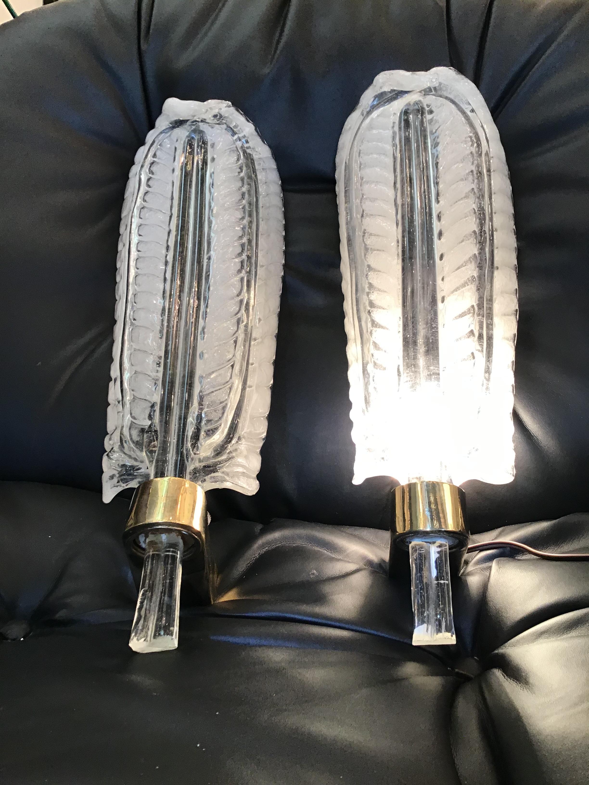 VENINI Sconces Murano Glass Brass 1930 Italy In Excellent Condition For Sale In Milano, IT