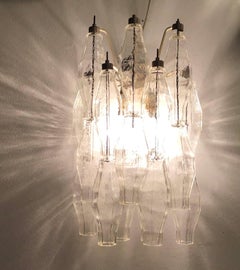 Venini Sconces Murano Glass Iron Metal Chrome, 1960, Italy