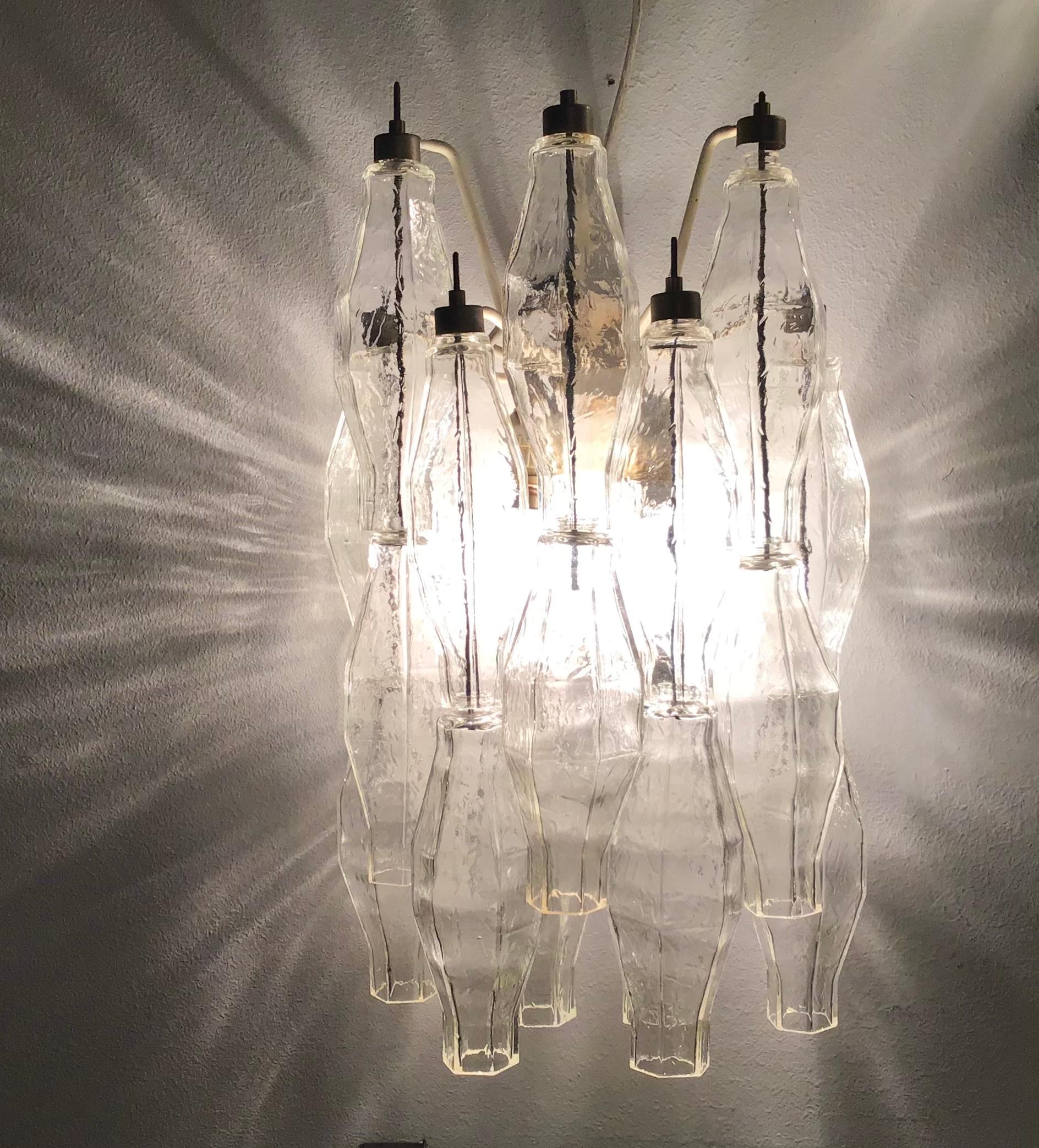 Venini Sconces Murano Glass Iron Metal Chrome, 1960, Italy In Excellent Condition For Sale In Milano, IT