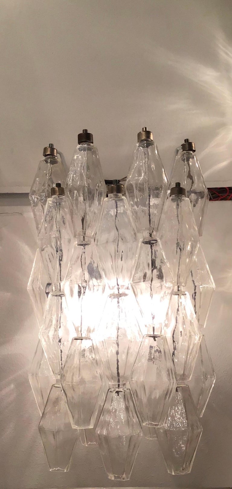 Venini Sconces “Poliedri” Carlo Scarpa Murano Glass Metal Iron, 1950, Italy at 1stDibs