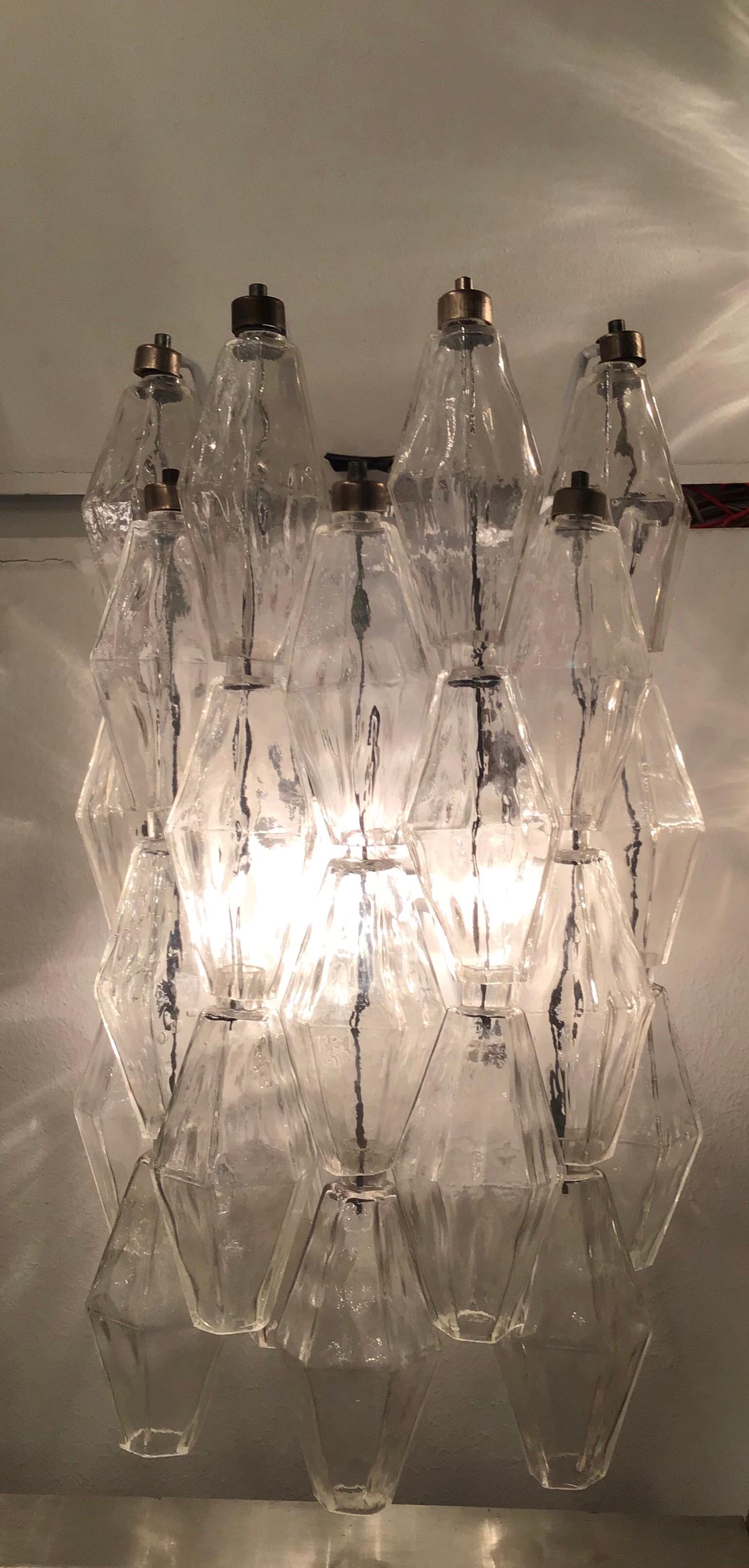 Venini Sconces “Poliedri” Carlo Scarpa Murano Glass Metal Iron, 1950, Italy In Excellent Condition In Milano, IT