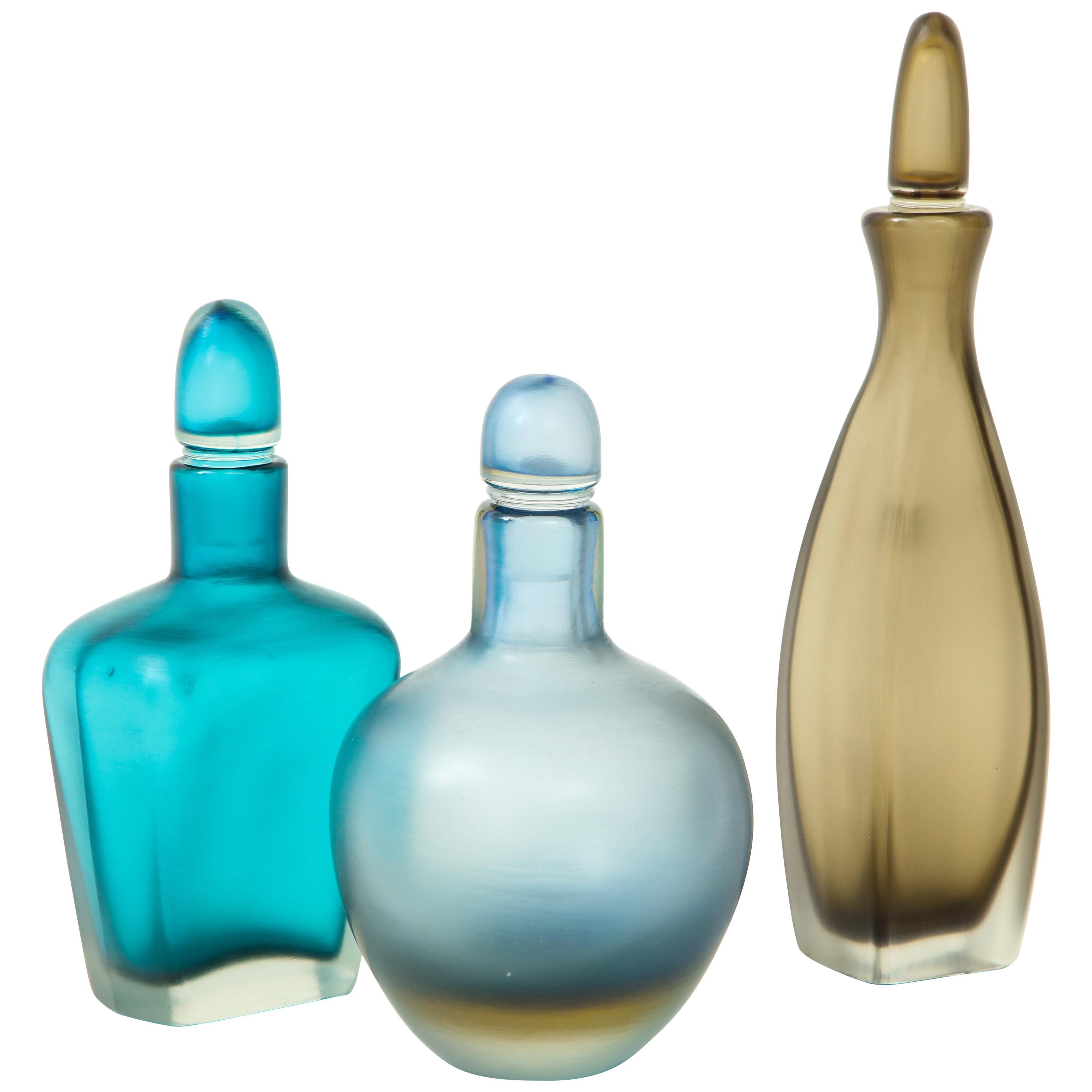 Venini Set of Three Bottles with Stoppers