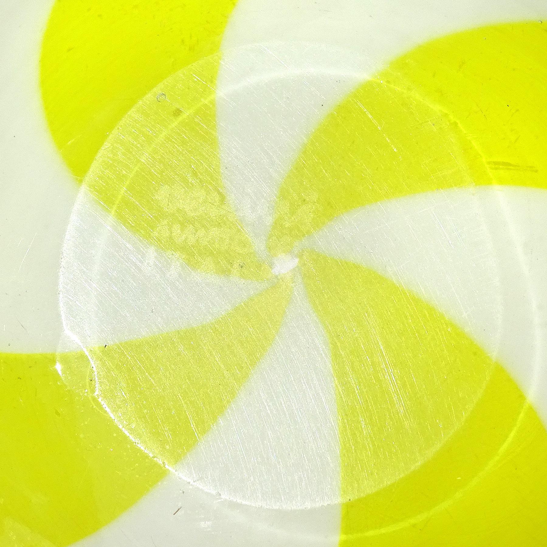 20th Century Venini Signed Fulvio Bianconi Murano Yellow White Swirl Italian Art Glass Bowl For Sale