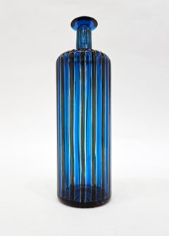 Venini Signed Murano Glass Bottle by Gio Ponti with Original Stopper, Italy 1997