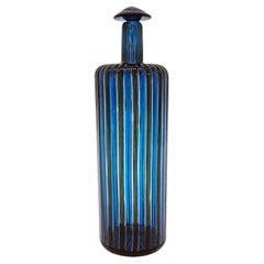 Venini Signed Murano Glass Bottle by Gio Ponti with Original Stopper, Italy 1997