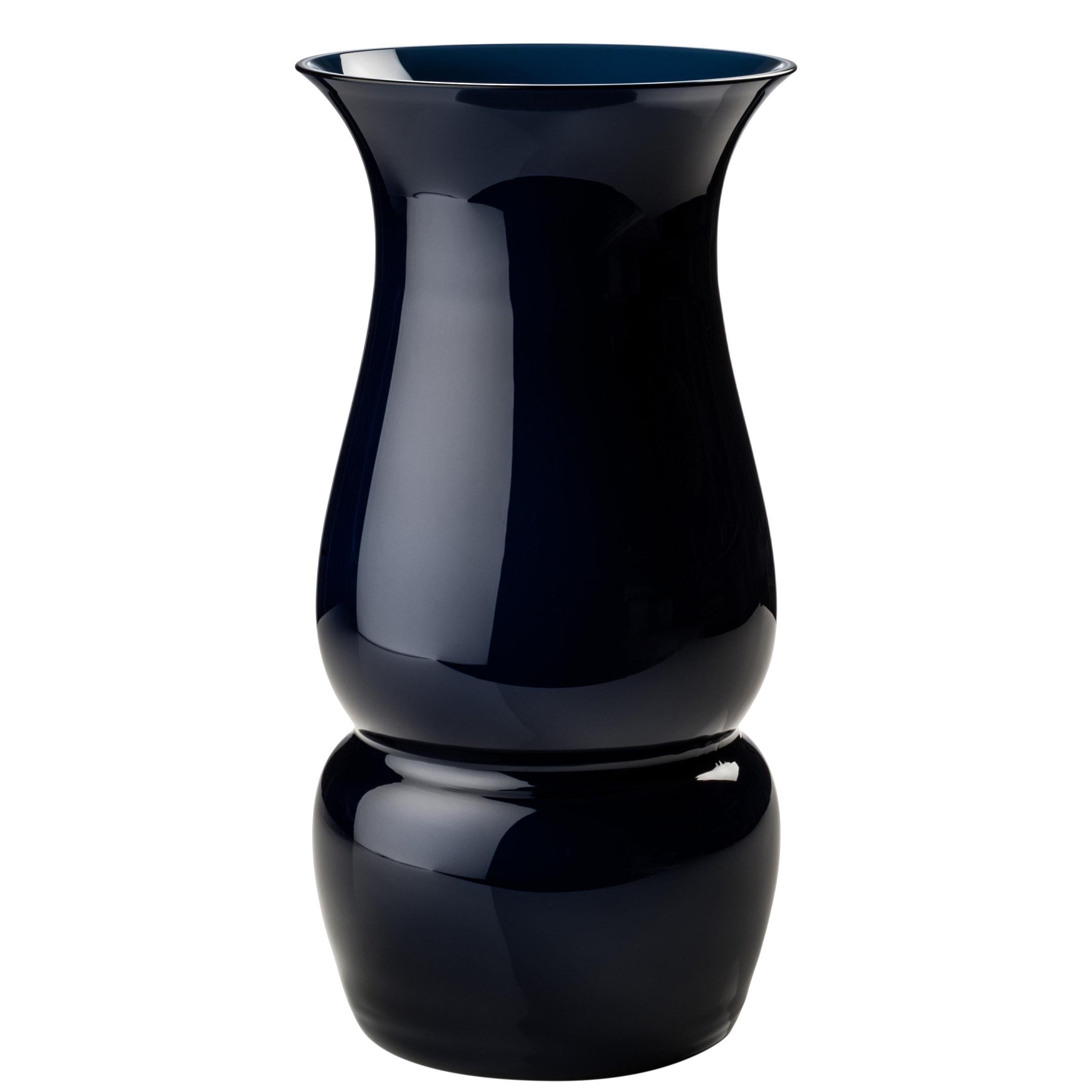 Venini Small Lady Glass Vase in Marine Blue by Leonardo Lanucci