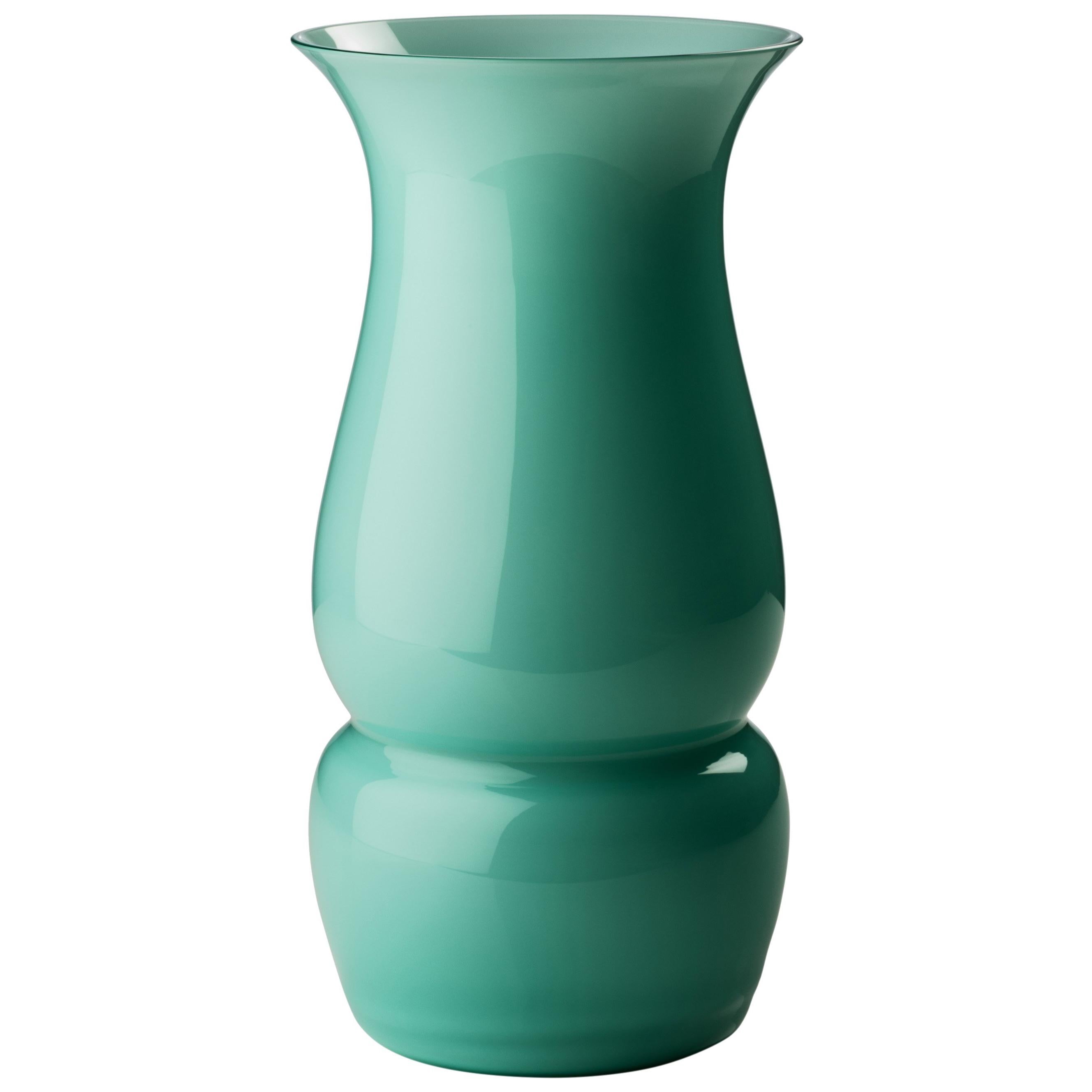 Venini Small Lady Glass Vase in Mint Green by Leonardo Lanucci