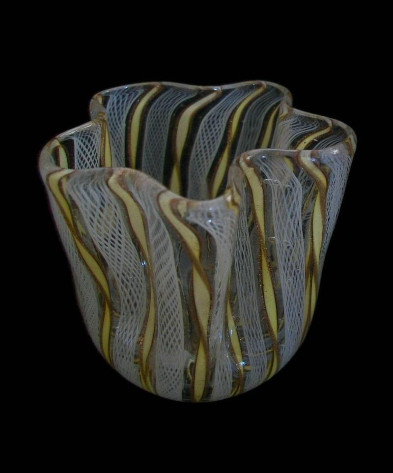 Hand-Crafted Venini, Small Mid Century Murano Handkerchief Glass Vase, Italy, circa 1960's For Sale