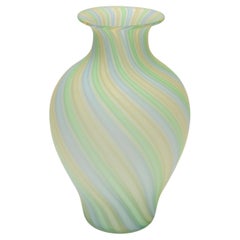 Venini Sommerso Urn Shape Pastel Color & Frosted Blown Murano Glass Vase, Italy