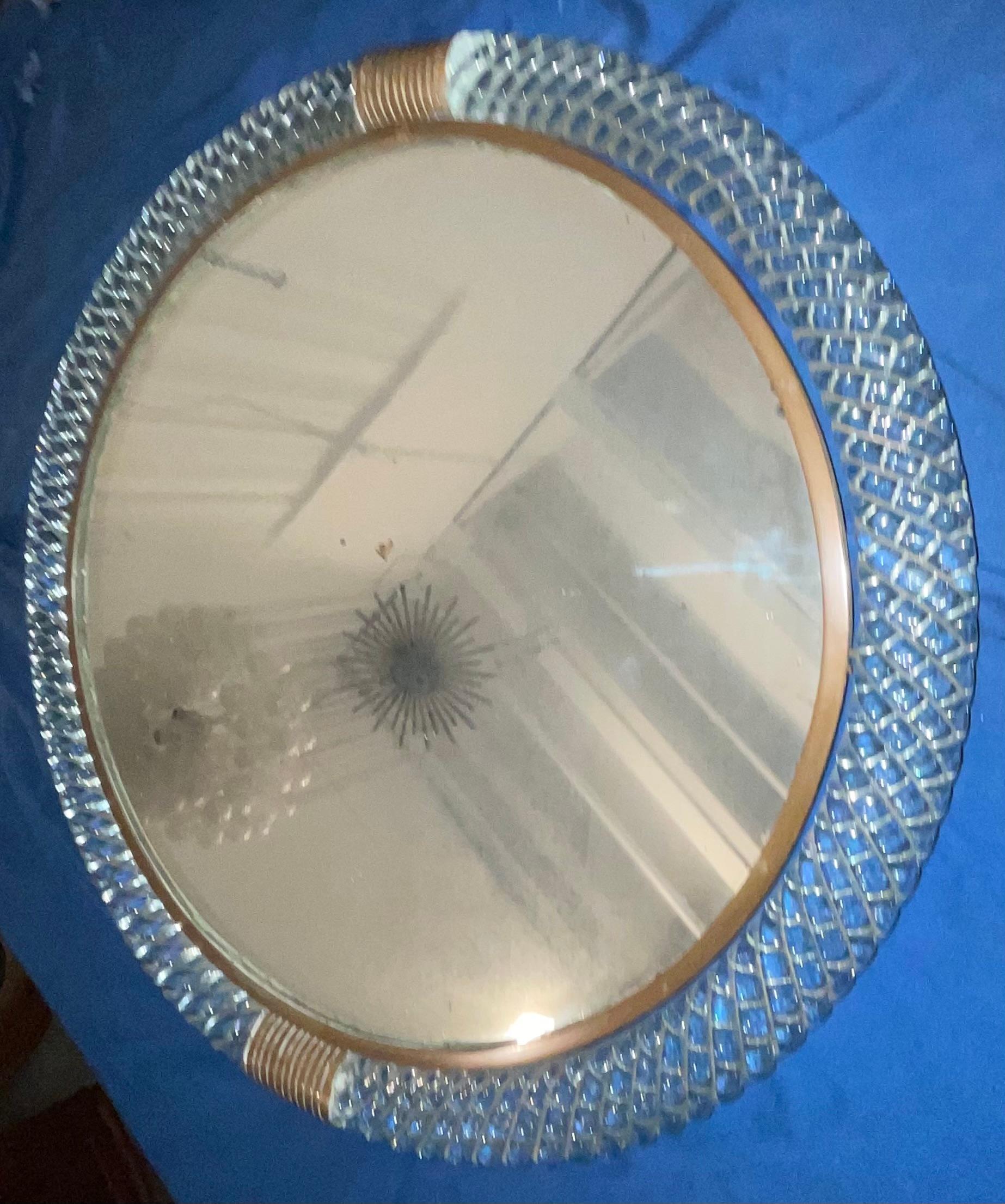 VENINI - Round tourchon mirror - Model 69 - MURANO 1939 For Sale 2