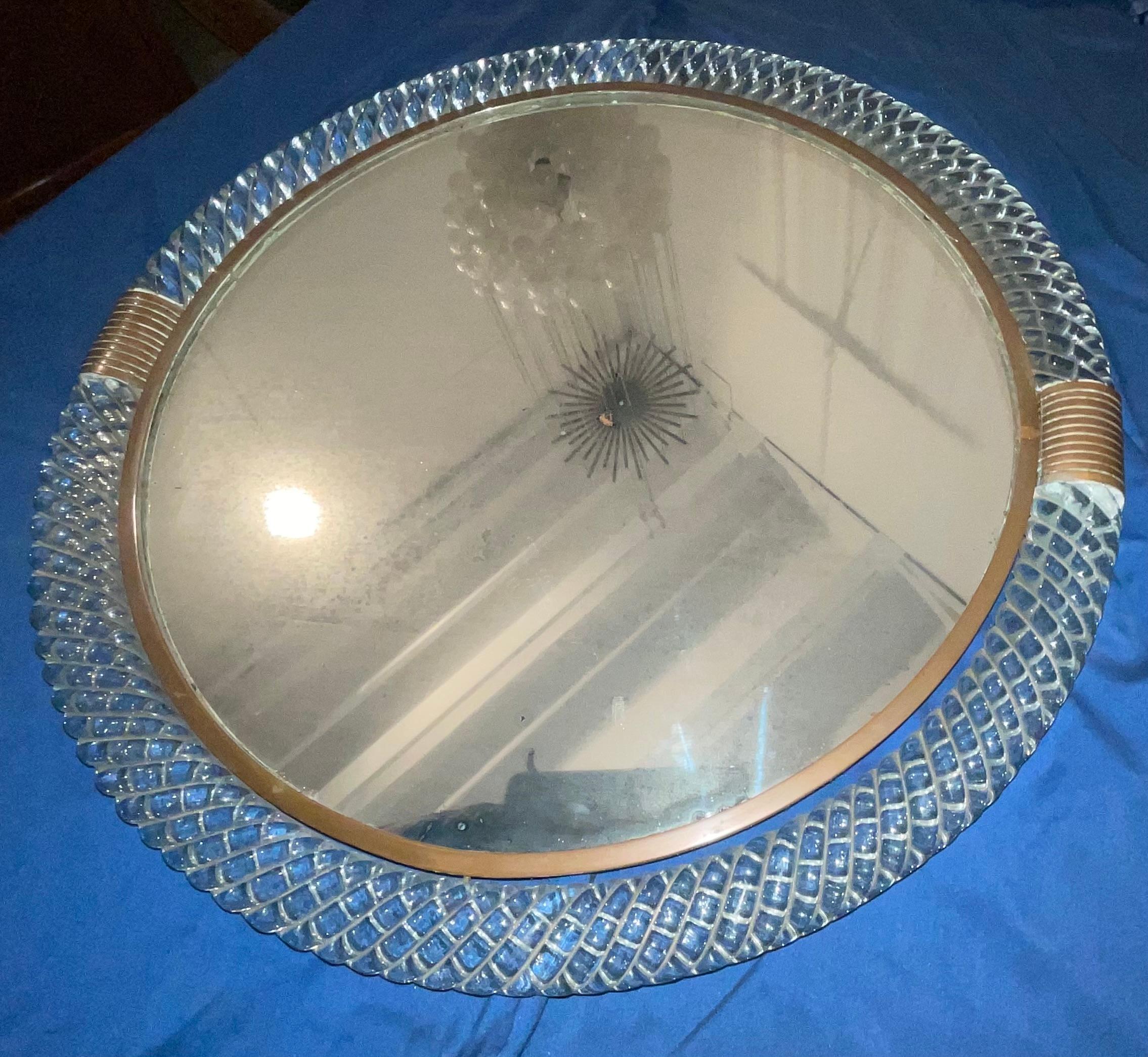 VENINI - Round tourchon mirror - Model 69 - MURANO 1939 For Sale 1