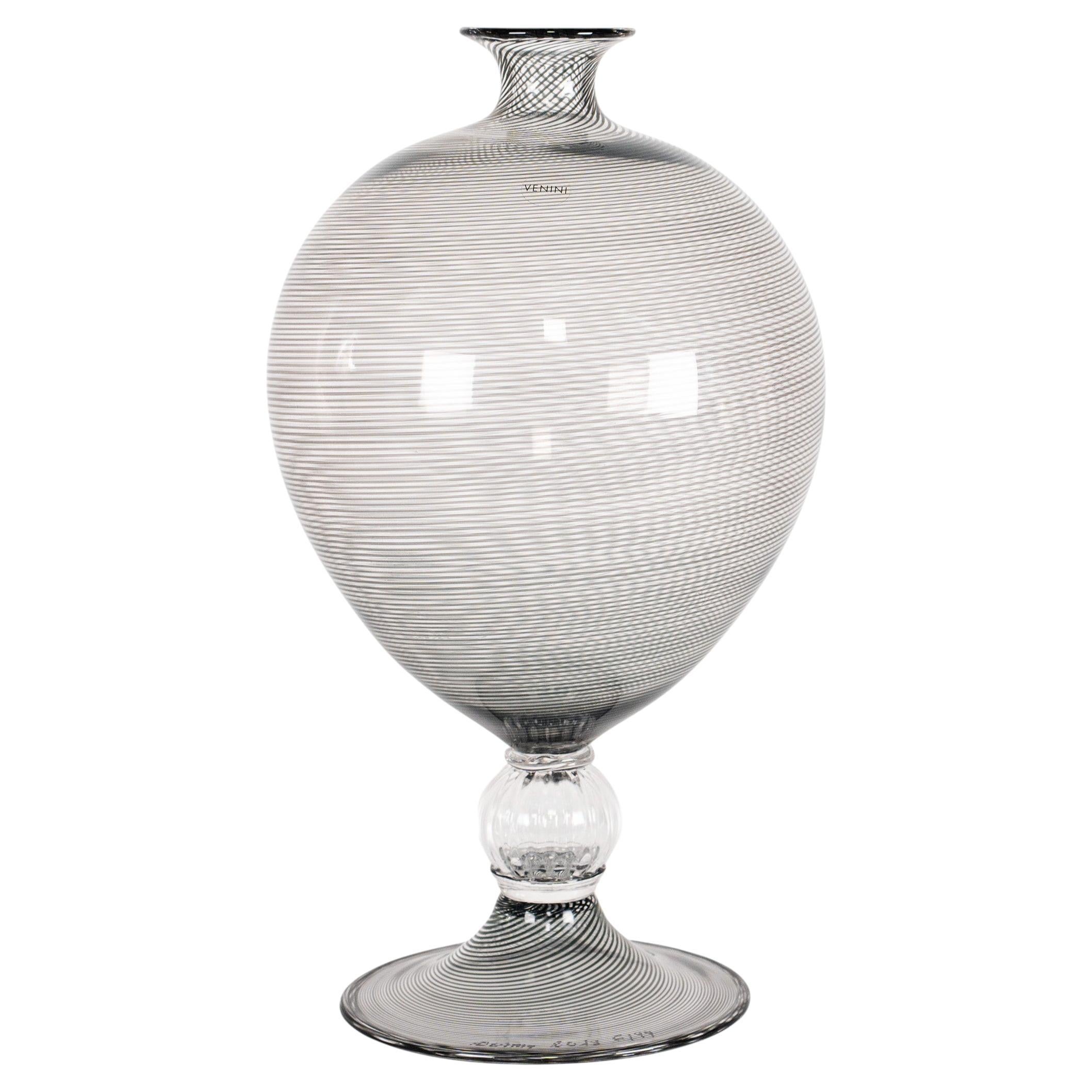 VENINI vase spécial Veronese noir Filigrana Murano Glass Limited Ed. 6/99 2013