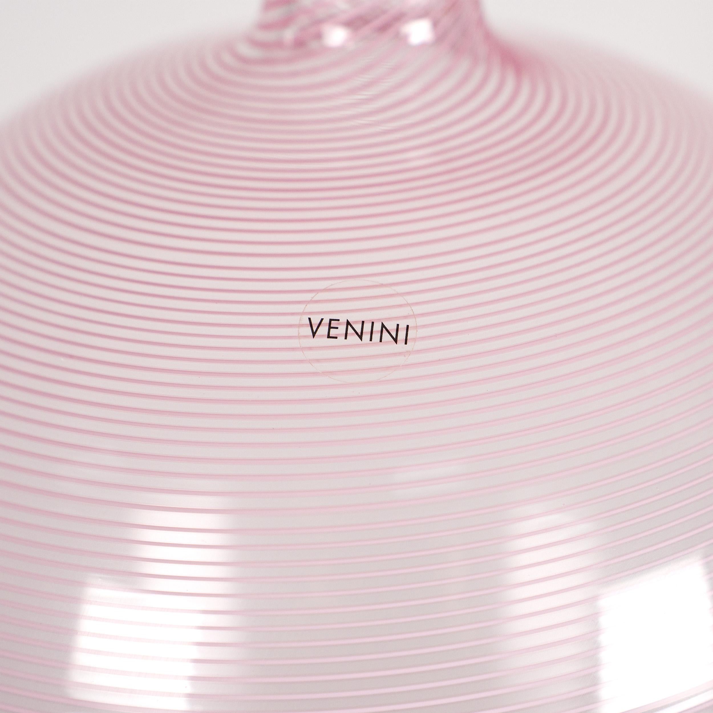 Mid-Century moderno Venini vaso speciale Veronese Filigrana Rosa in vetro di Murano Edizione Limitata. 6/99, 2014 in vendita