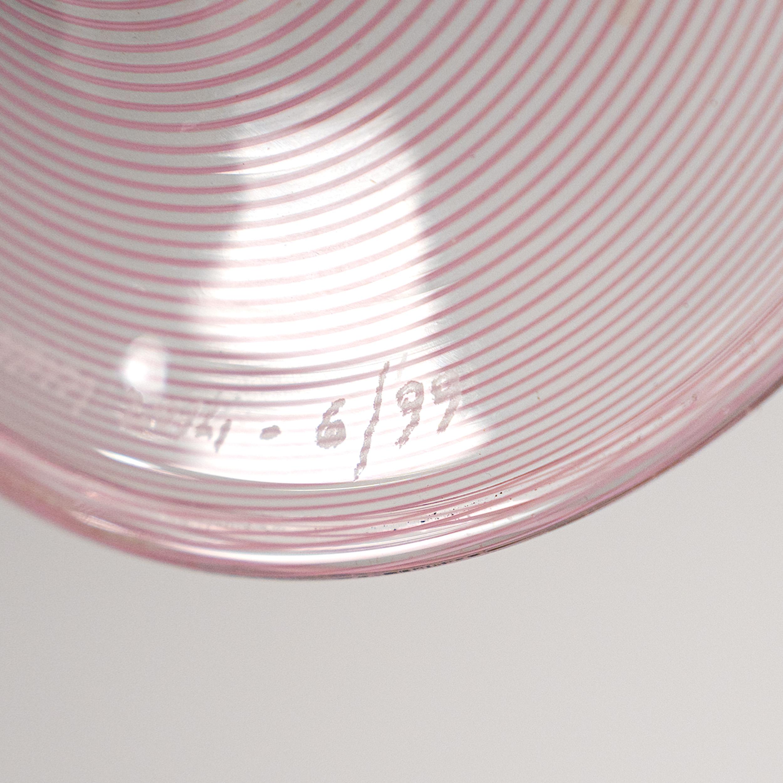 Italiano Venini vaso speciale Veronese Filigrana Rosa in vetro di Murano Edizione Limitata. 6/99, 2014 in vendita