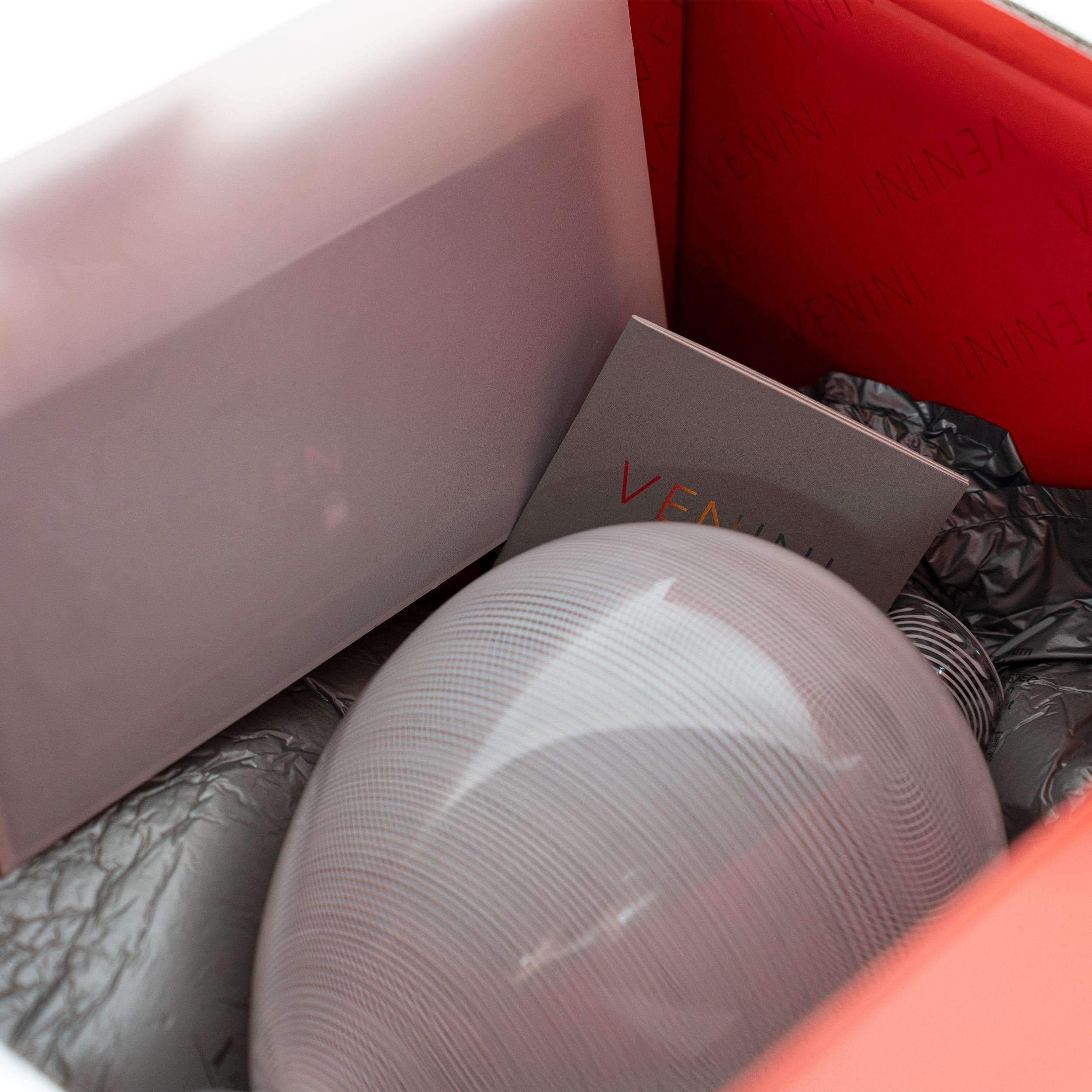 VENINI jarrón especial Veronese Filigrana Blanco Cristal de Murano Ed. limitada 6/99, 2013 Vidrio soplado en venta