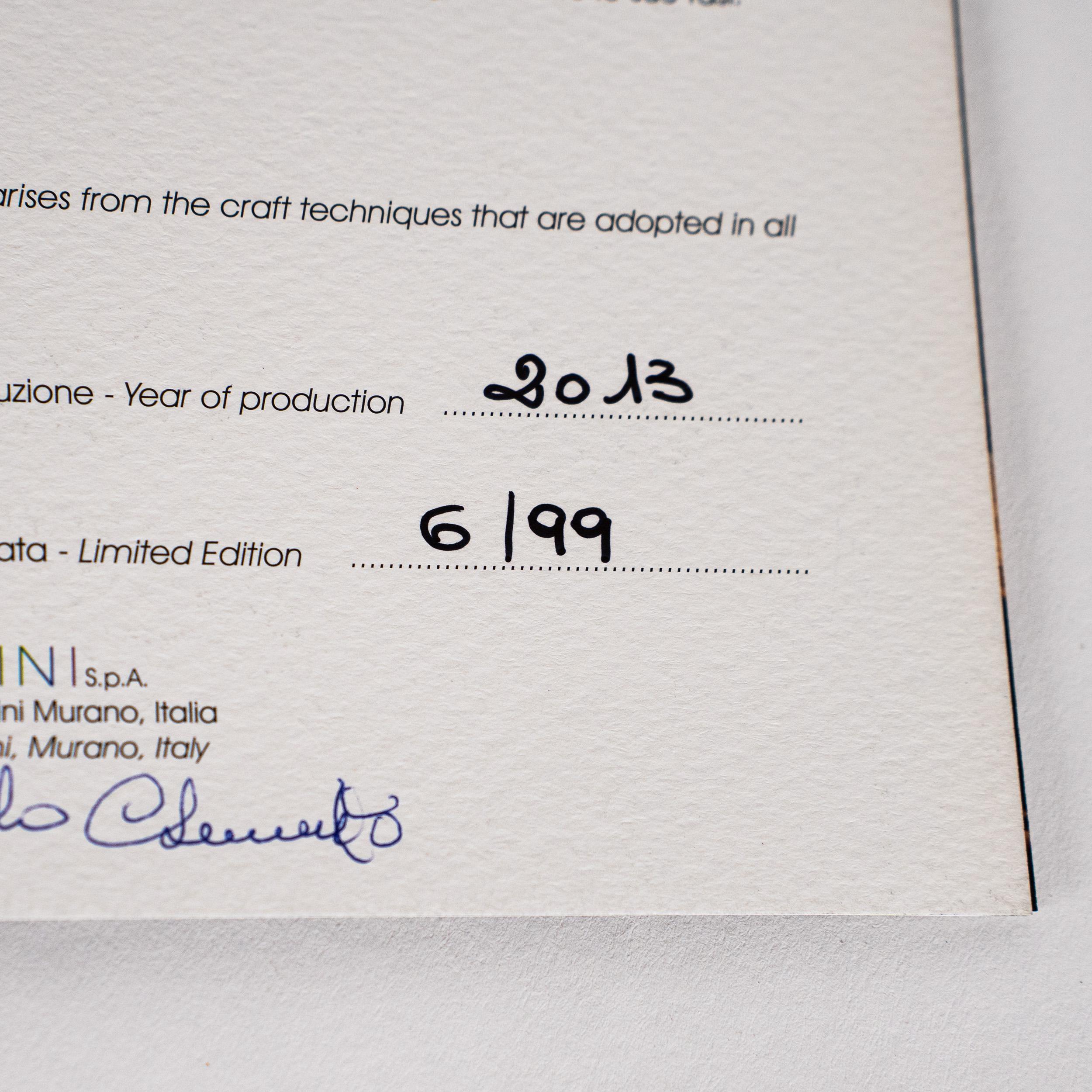 VENINI jarrón especial Veronese Filigrana Blanco Cristal de Murano Ed. limitada 6/99, 2013 en venta 2