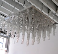 Venini Spectacular Oversized Pair of Italian Chandeliers circa 1960