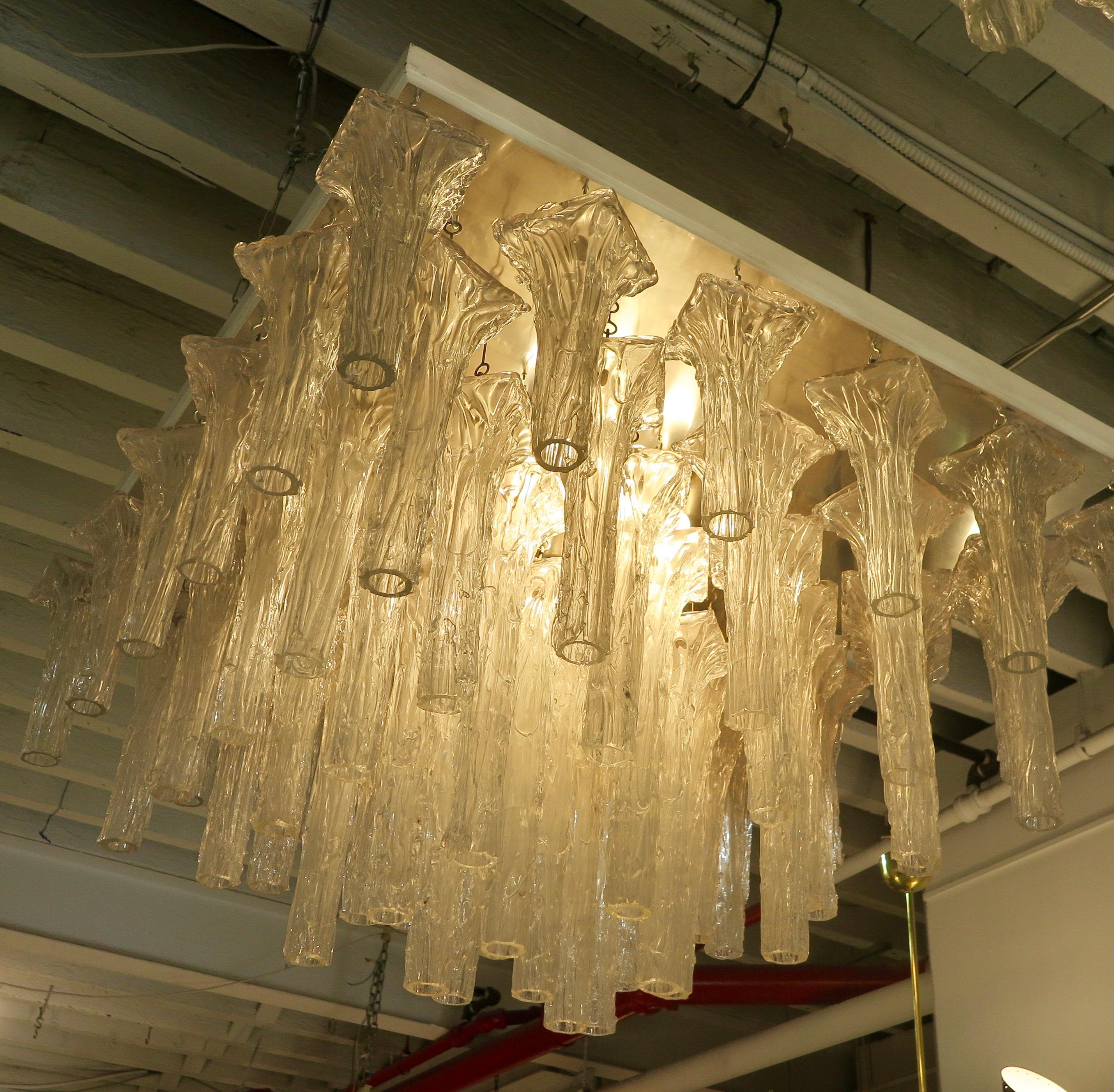 Mid-20th Century Venini Spectacular Oversized Pair of Italian Chandeliers circa 1960 For Sale