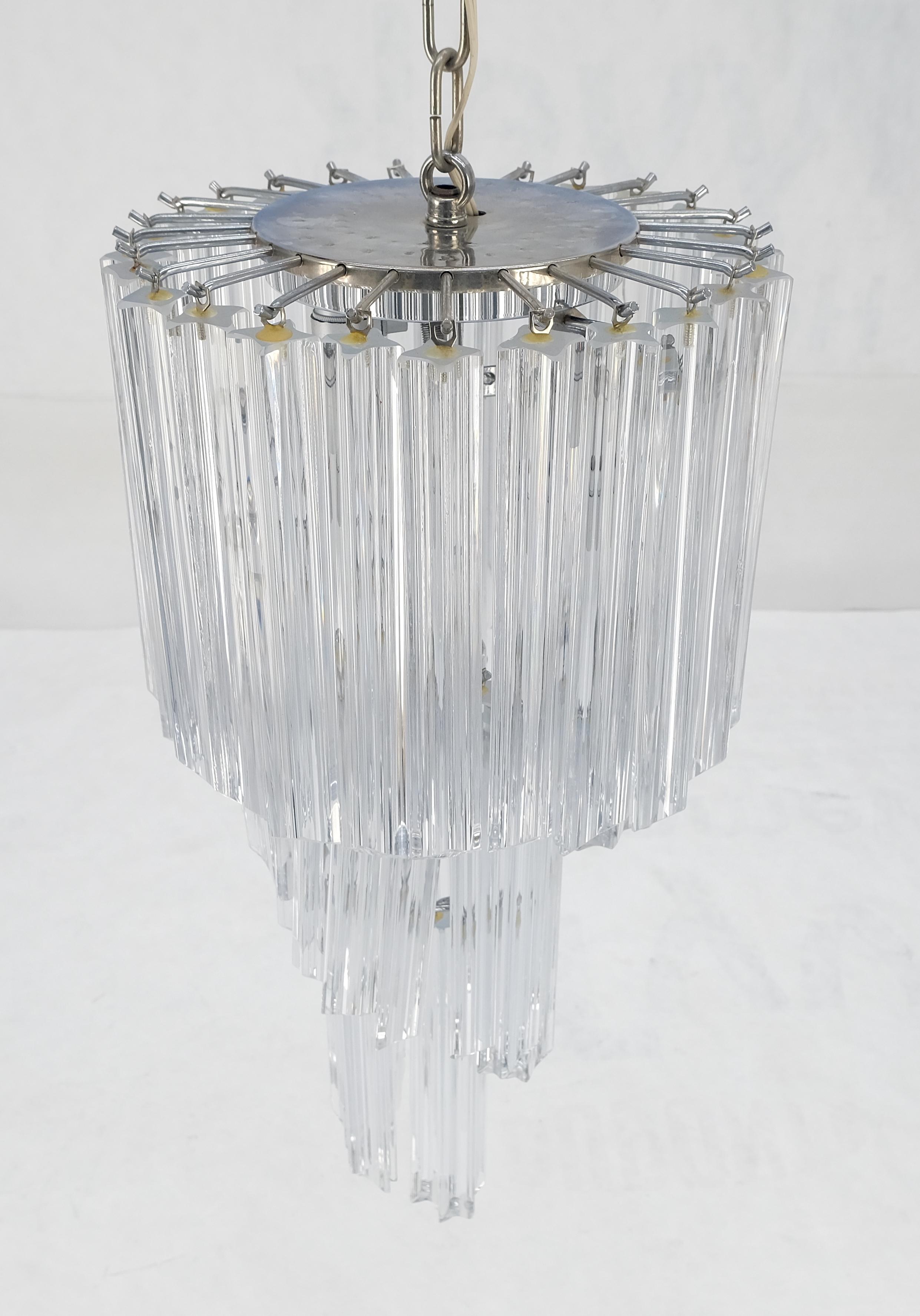 Lámpara de araña en espiral Venini con prismas de cristal de Murano Triedri Moderno de mediados de siglo en venta