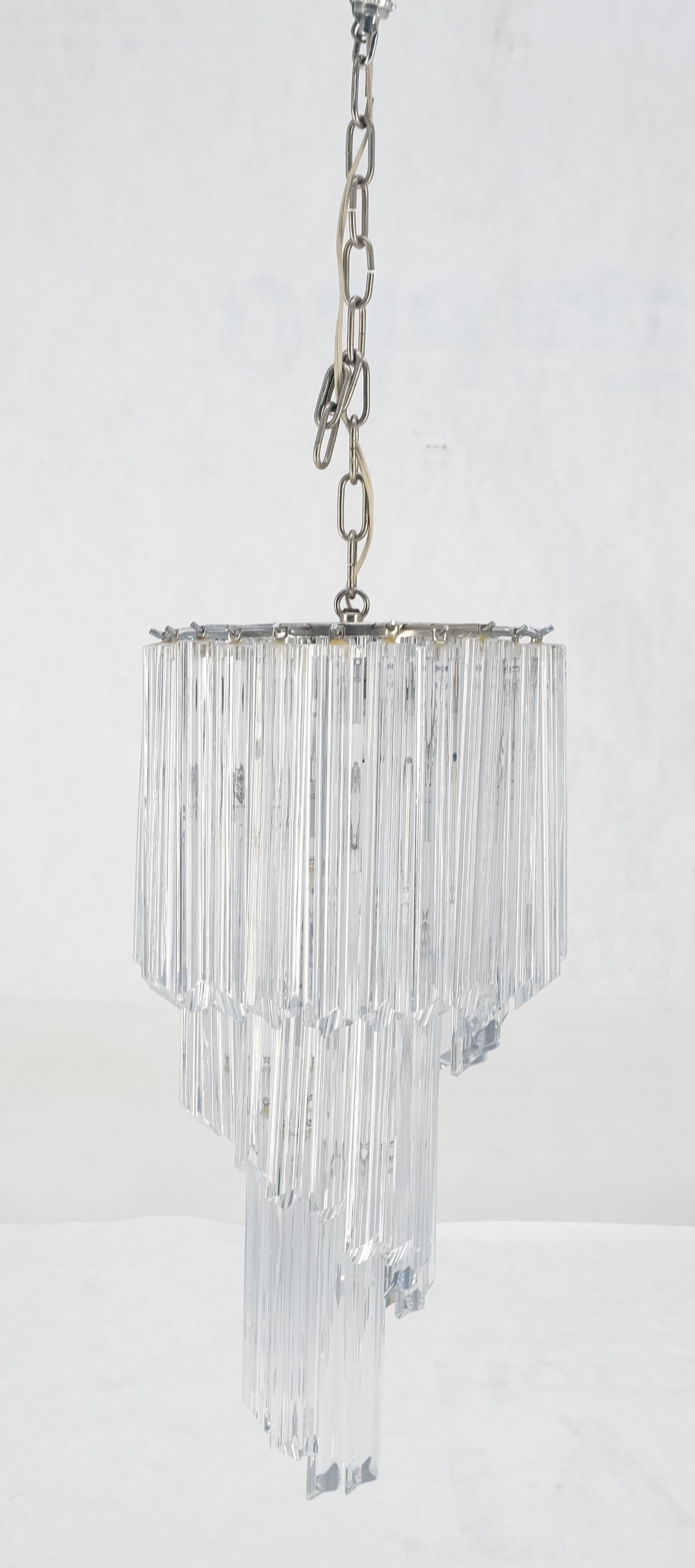 Lámpara de araña en espiral Venini con prismas de cristal de Murano Triedri Italiano en venta