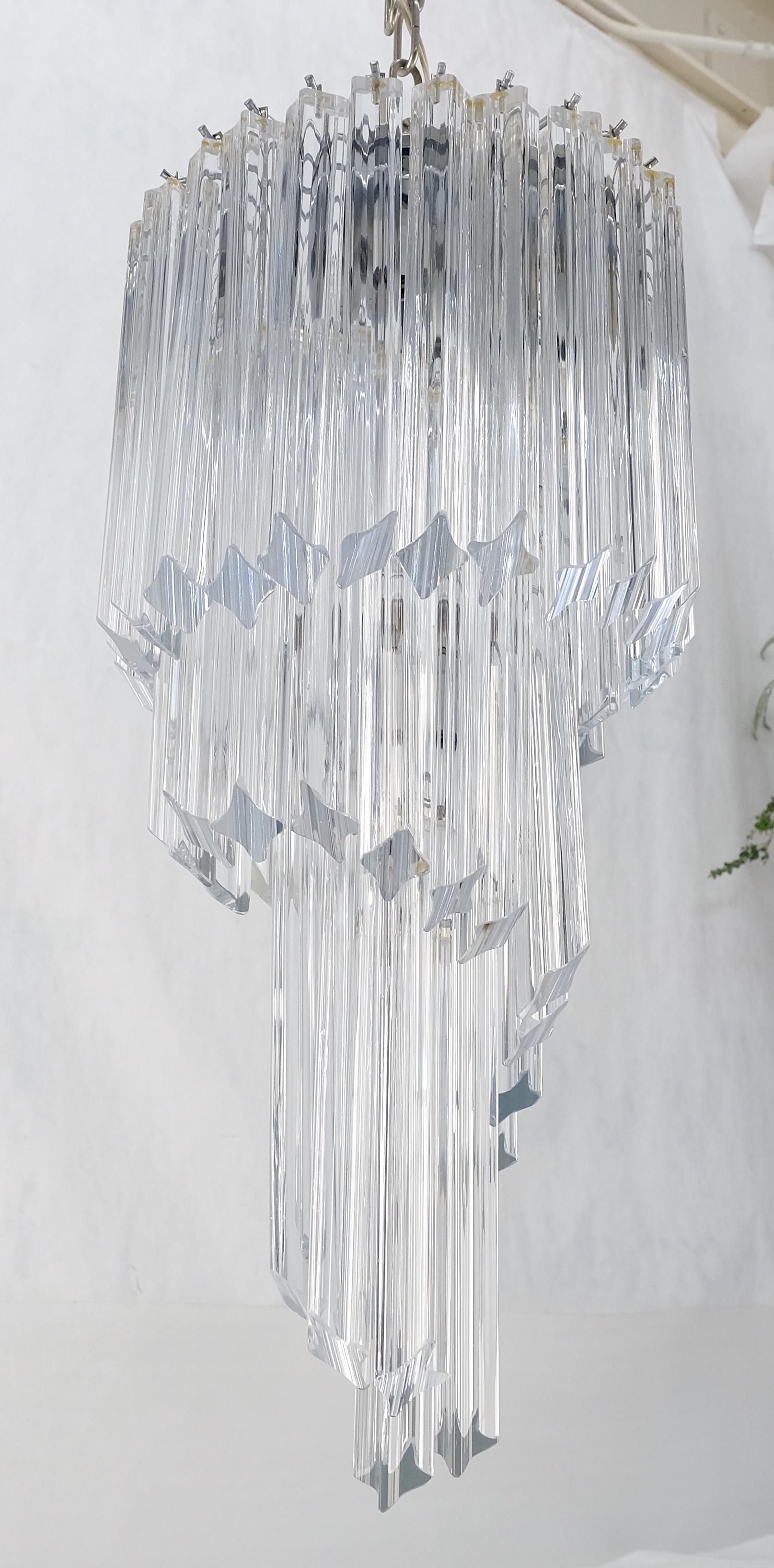 Lámpara de araña en espiral Venini con prismas de cristal de Murano Triedri Vidrio en venta
