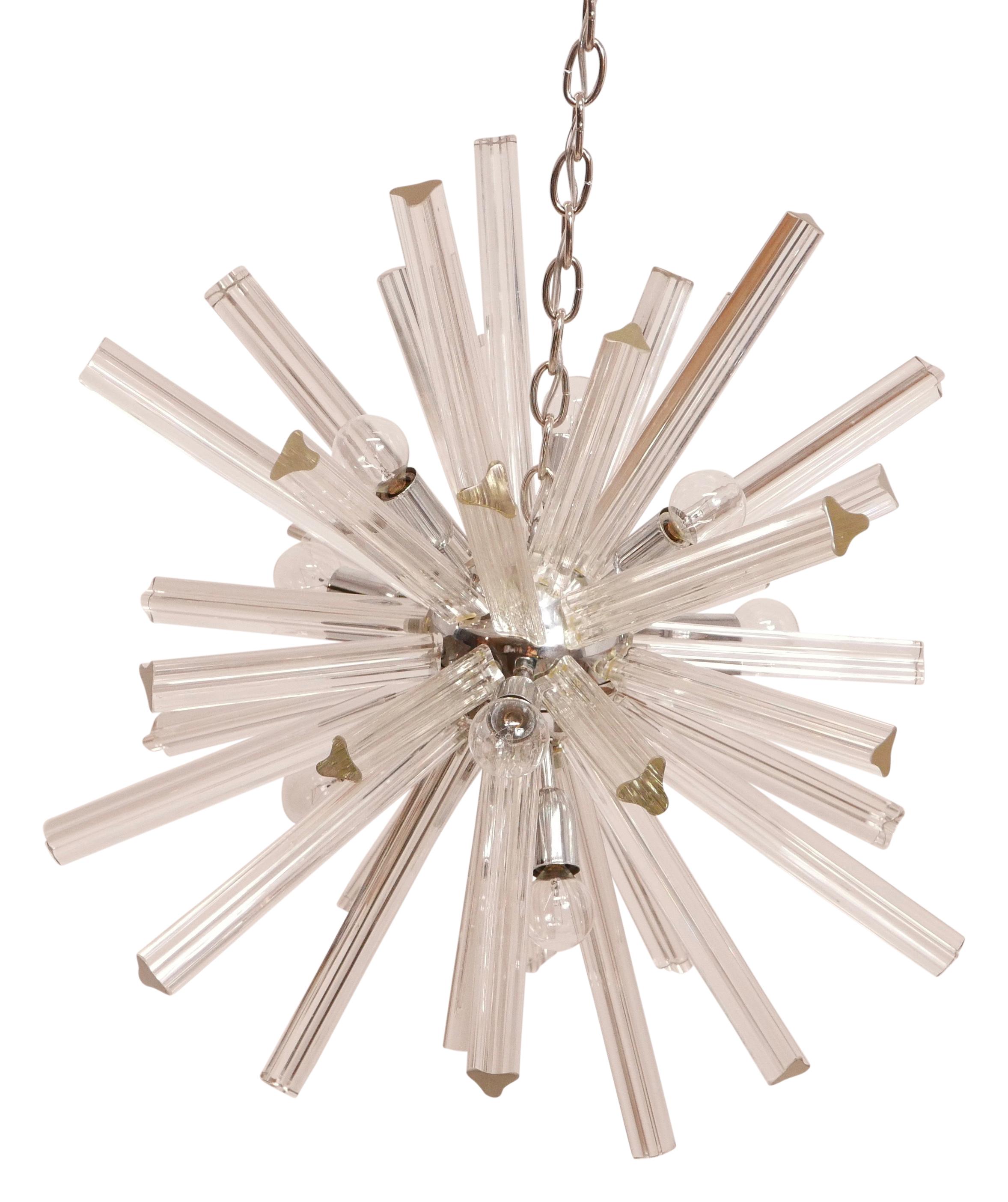 Mid-Century Modern Venini Star Burst Sputnik Style Crystal Chandelier, Italian Mid-20th Century For Sale