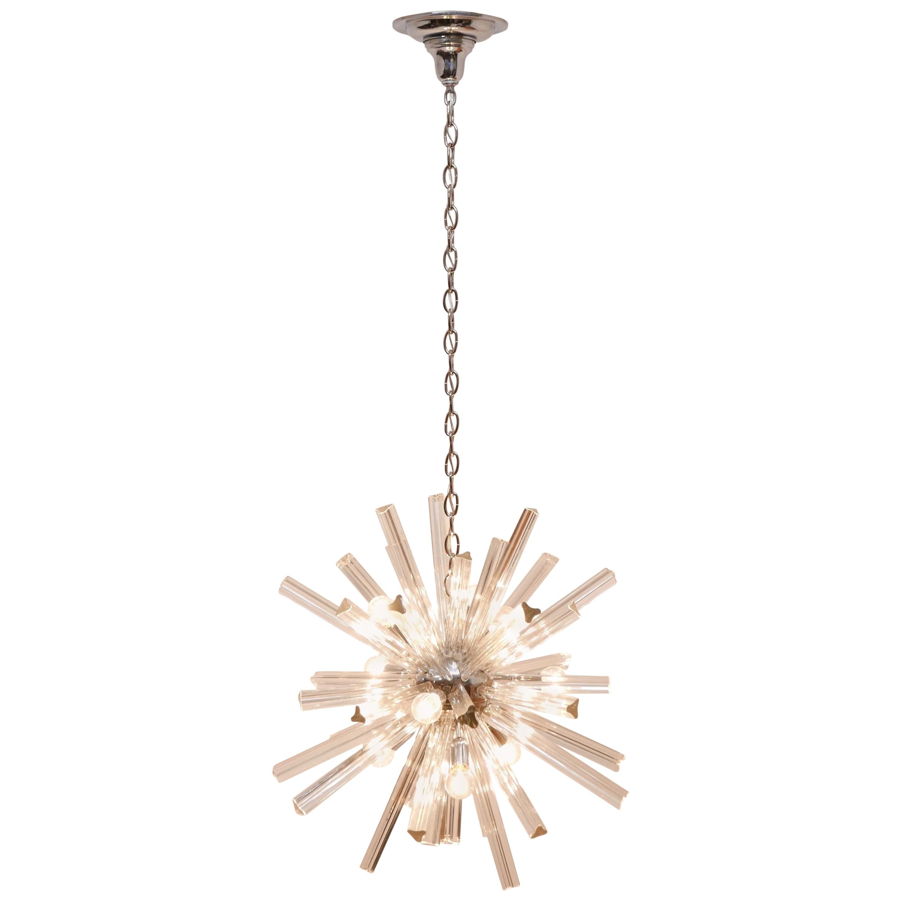 Lampadario di cristallo Venini Star Burst Sputnik, Italia, metà del XX secolo
