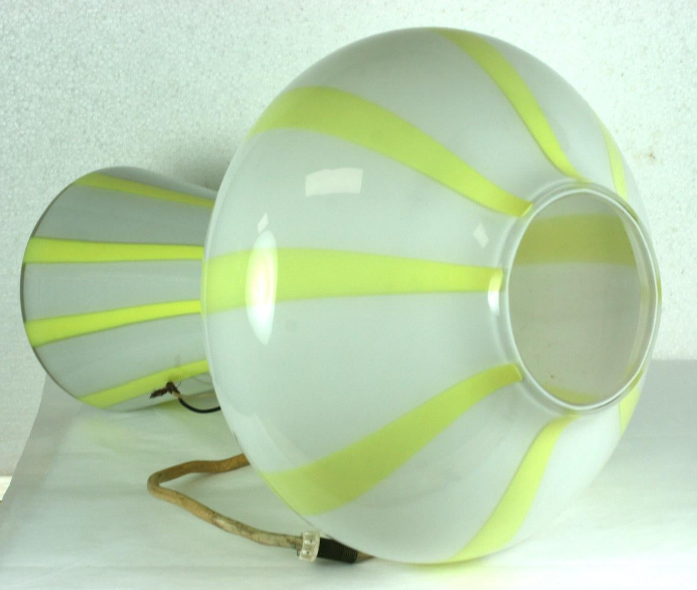 Venini Striped Glass Pendant Fixture, Italy In Excellent Condition For Sale In Riverdale, NY