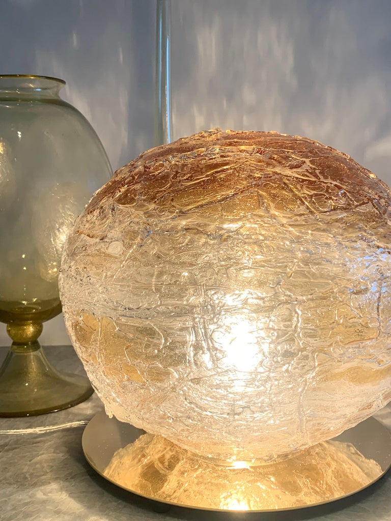 Modern Sphere Lamp, Murano Glass with Polished Brass, Signed Venini ...