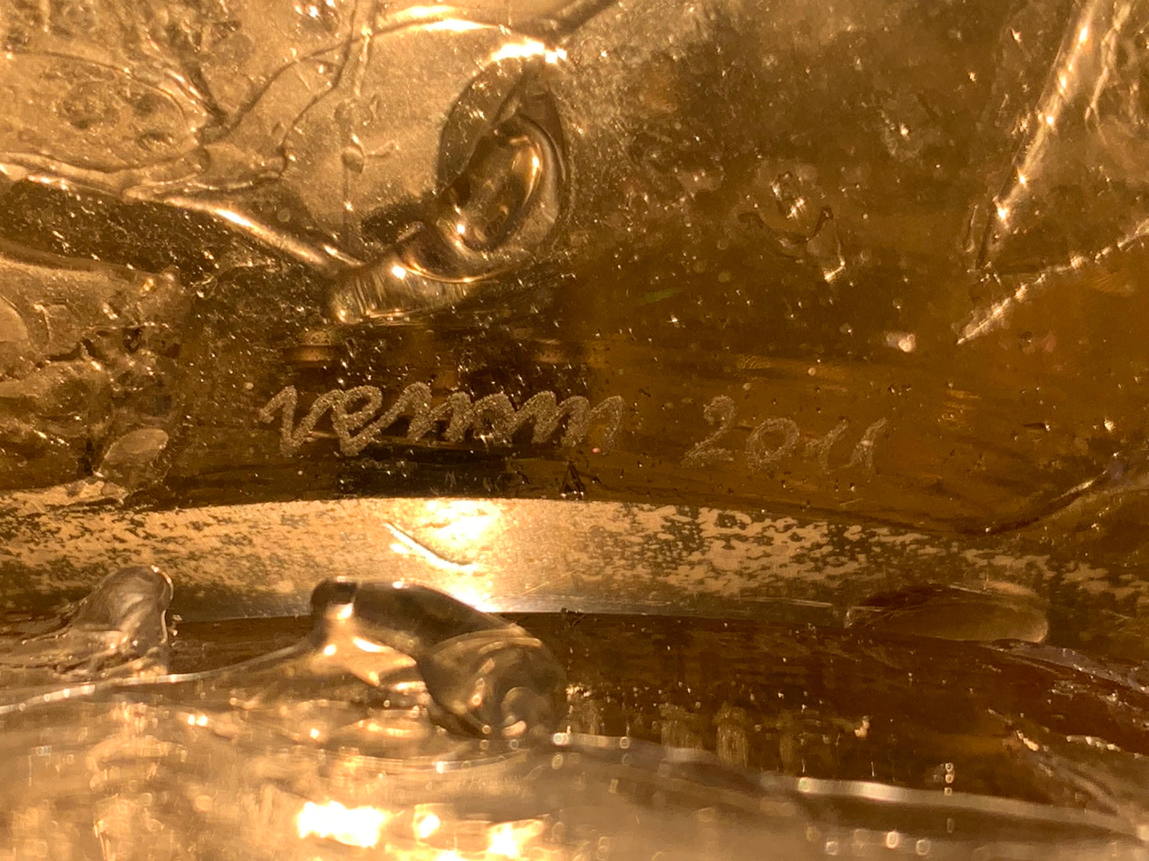 Italian Modern, Murano Glass Table Lamp on Brass Base - Signed, Venini, 2011