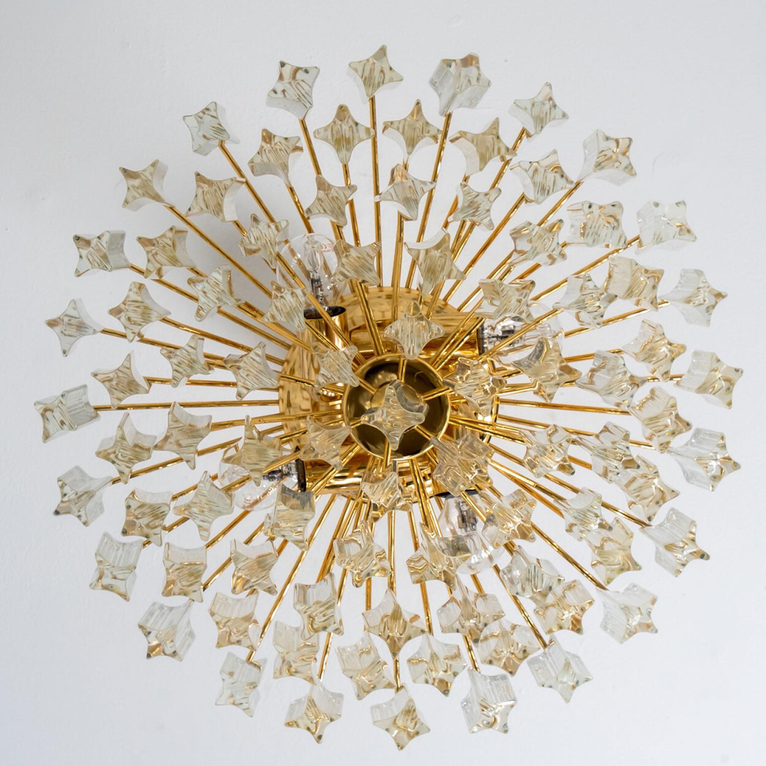 Lustre Messing en verre clair et doré de style Venini en vente 4